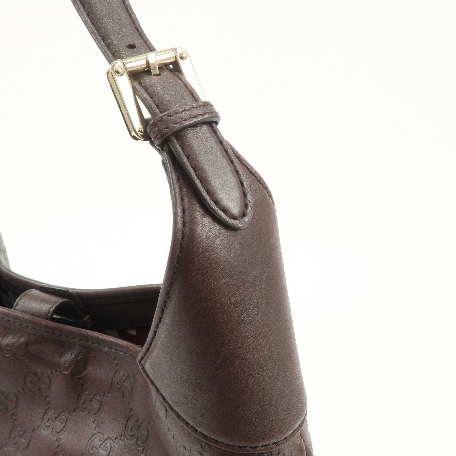 GUCCI Guccissima Leather Shoulder Bag Hand Bag Dark Brown 145781 Used