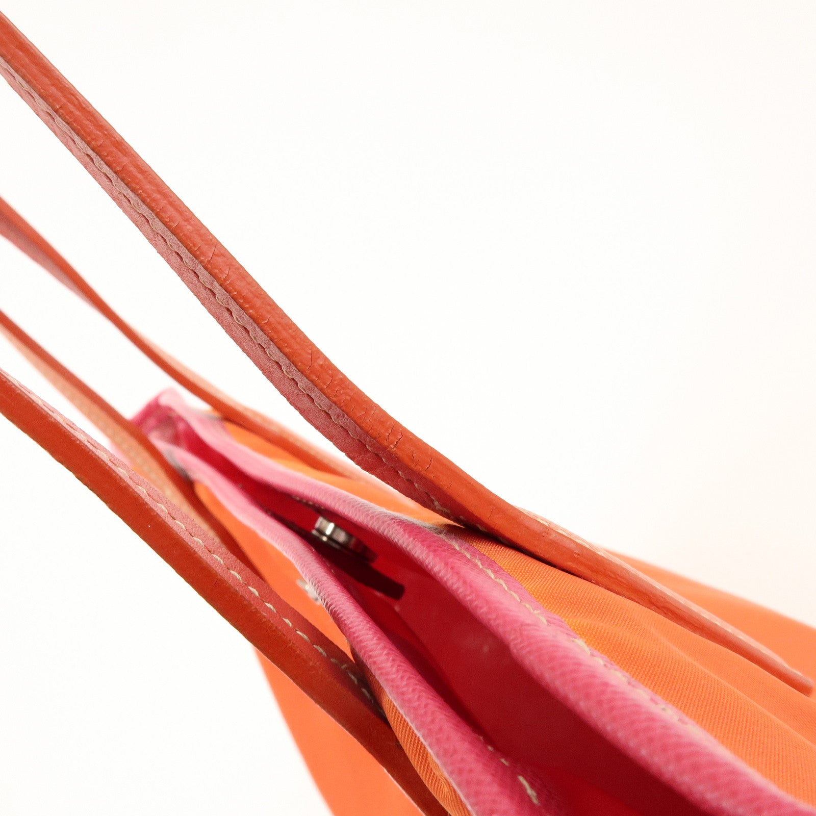 PRADA Nylon Saffiano Leather Tote Bag Orange Pink BR3924