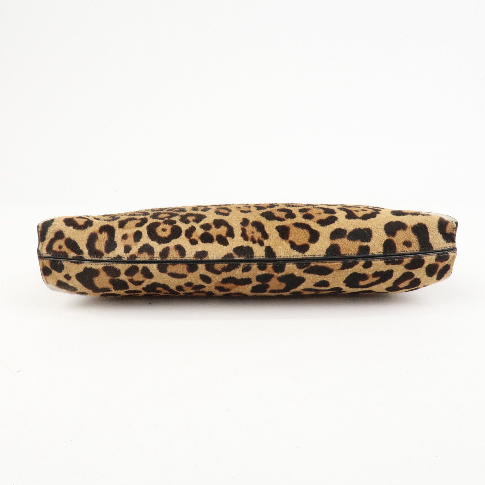 LOEWE Anagram Logo Unborn Calf Leather Clutch Bag Pouch Leopard
