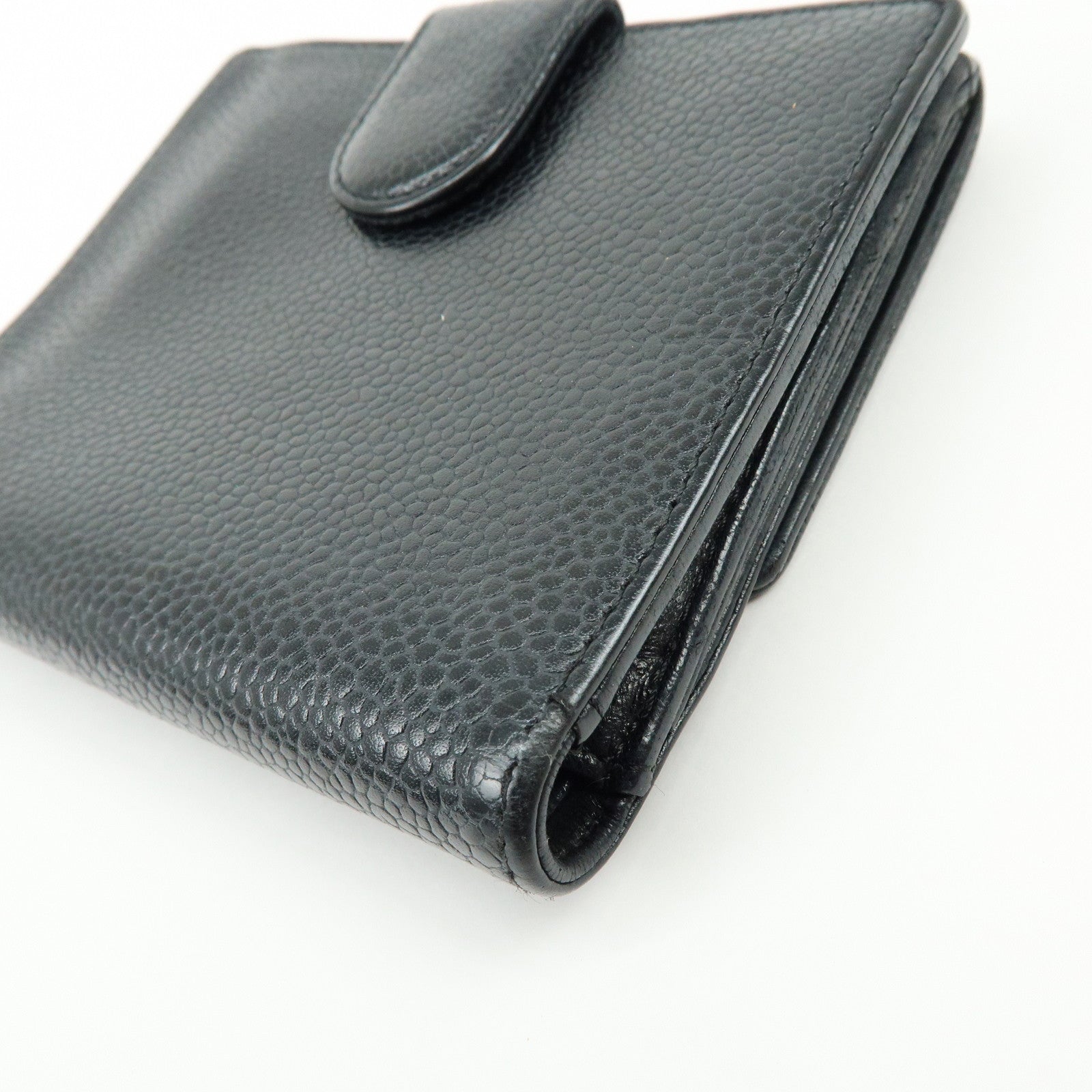 CHANEL COCO Mark Caviarskin Compact Bi-fold Wallet Black