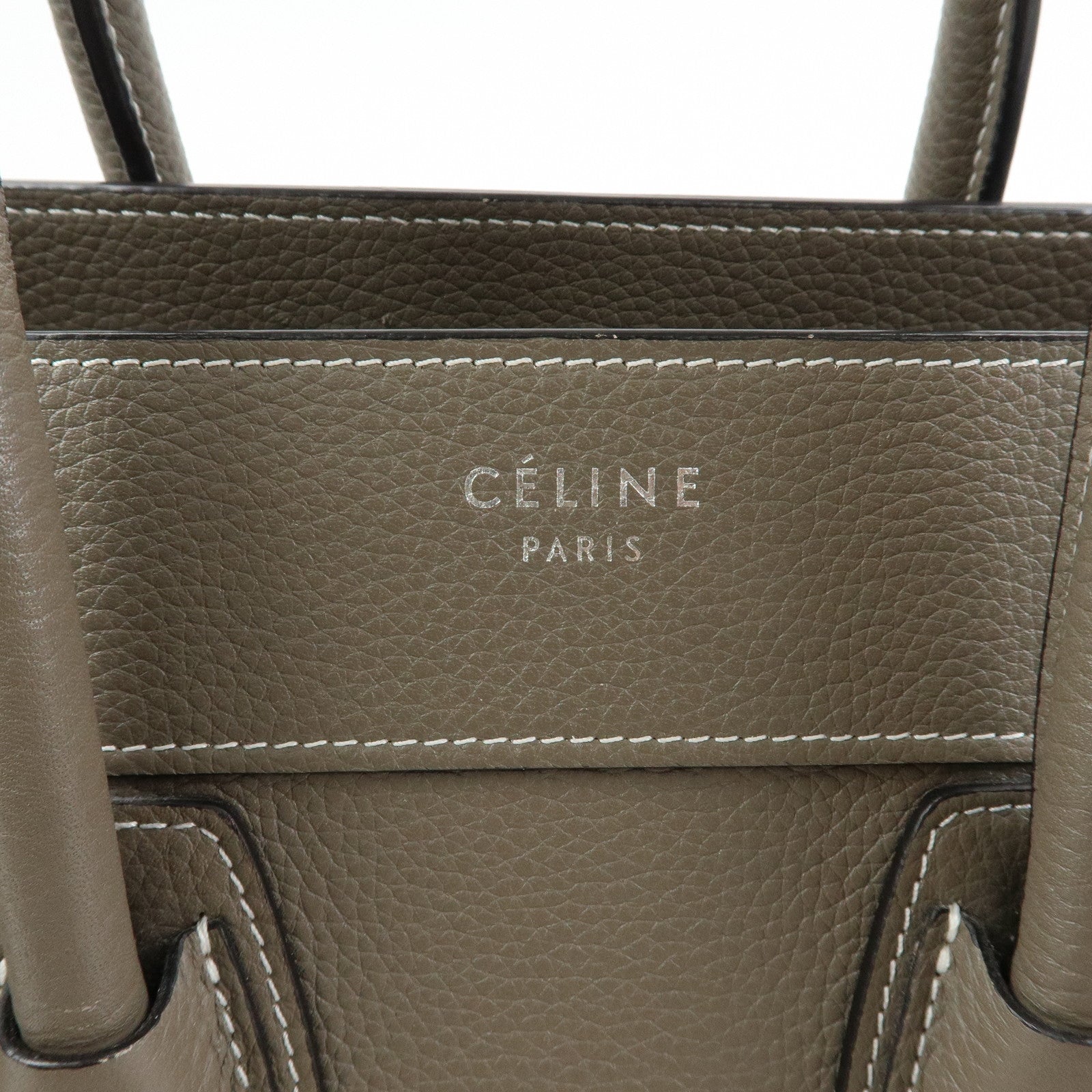 CELINE Luggage Micro Shopper Calf Leather Hand Bag Gray