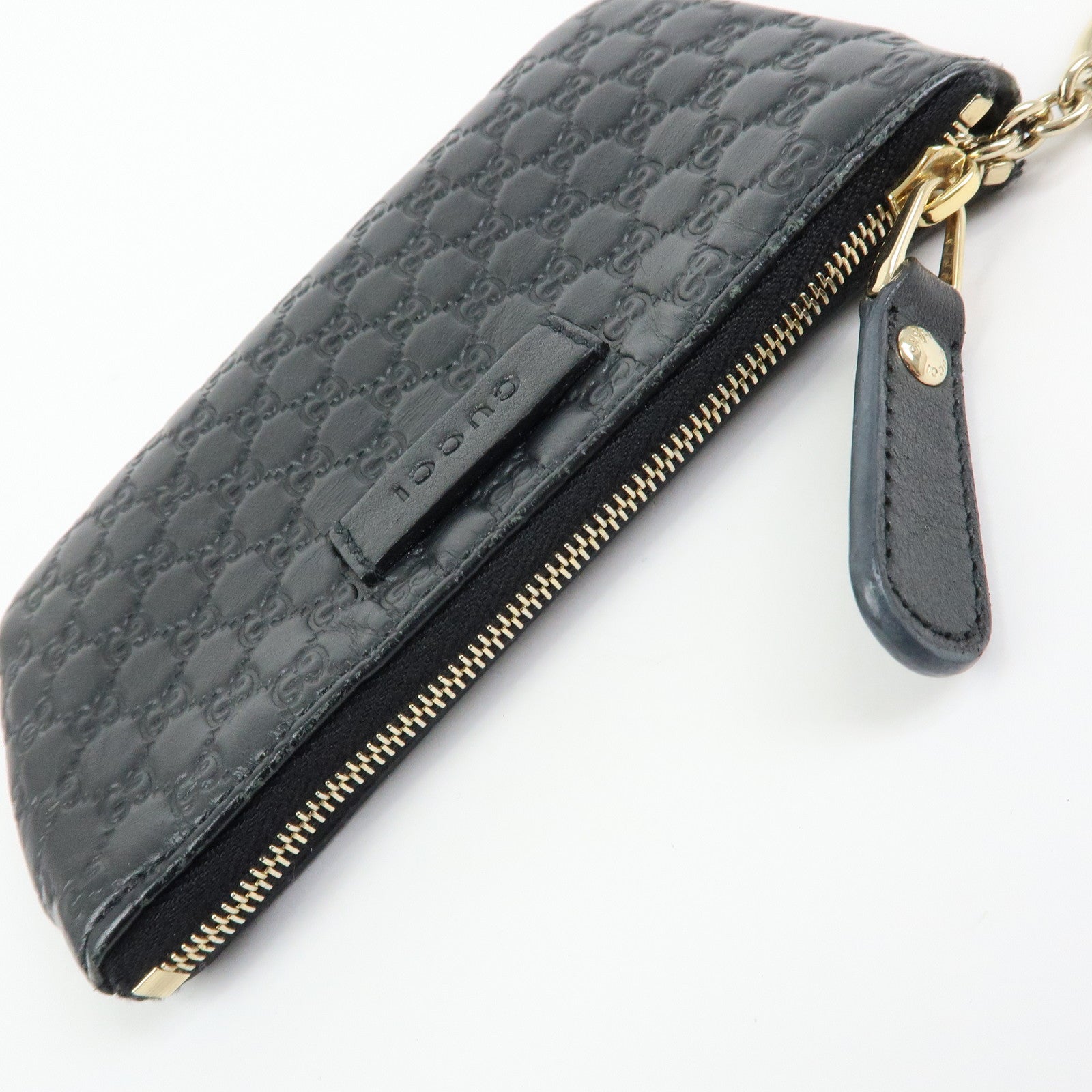 GUCCI Micro Guccissima Leather Coin Case Key Case Black 544248