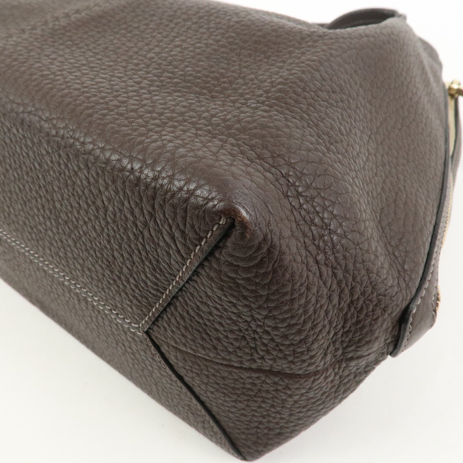 TOD'S Logo Leather Shoulder Bag Hand Bag Brown