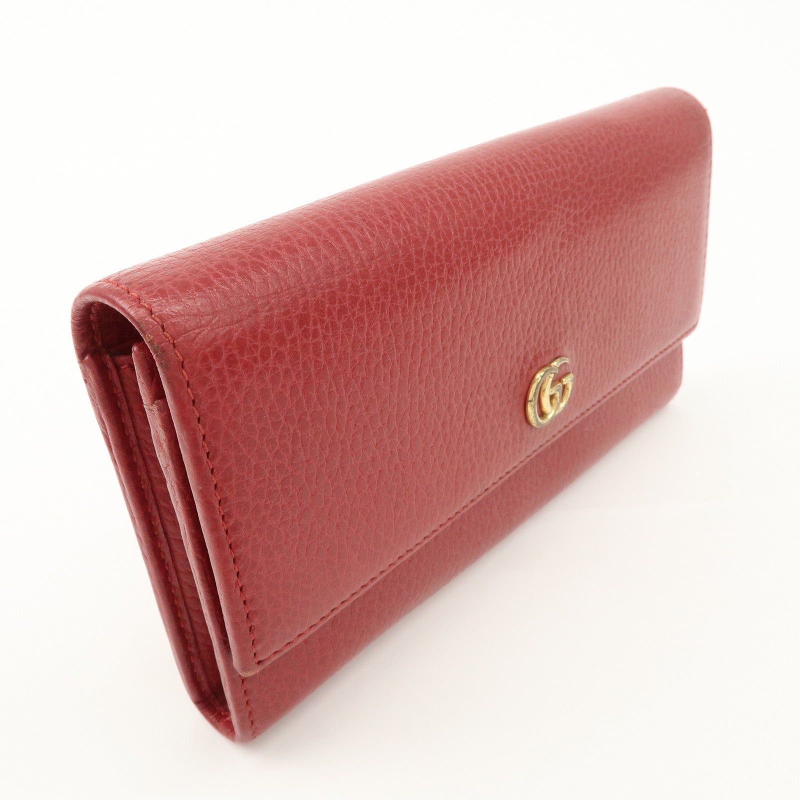 GUCCI GG Marmont Leather Continental Long Wallet Red 456116 Used