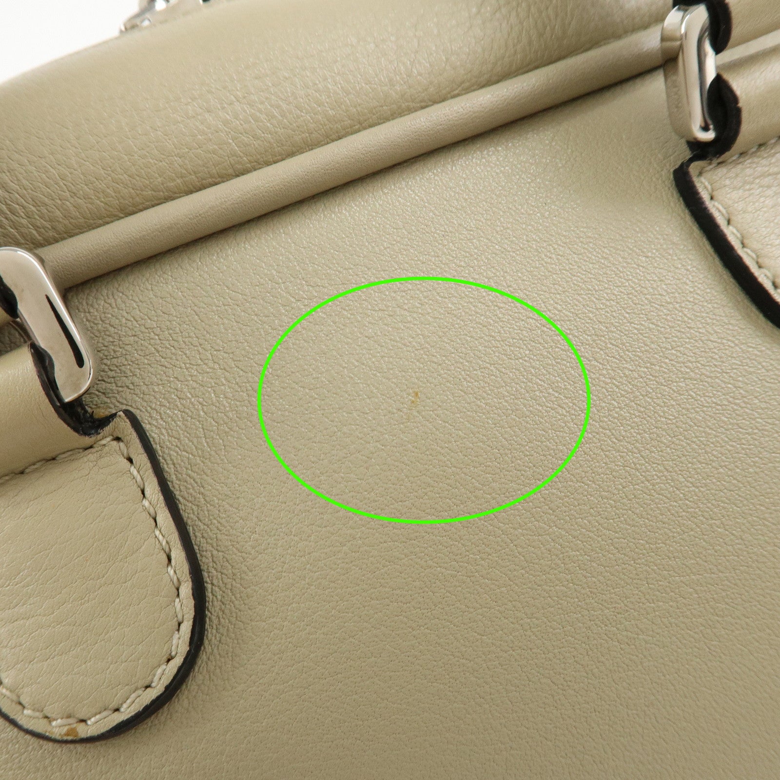 LOEWE Anagram Amazona 75 Leather Hand Bag Beige Silver