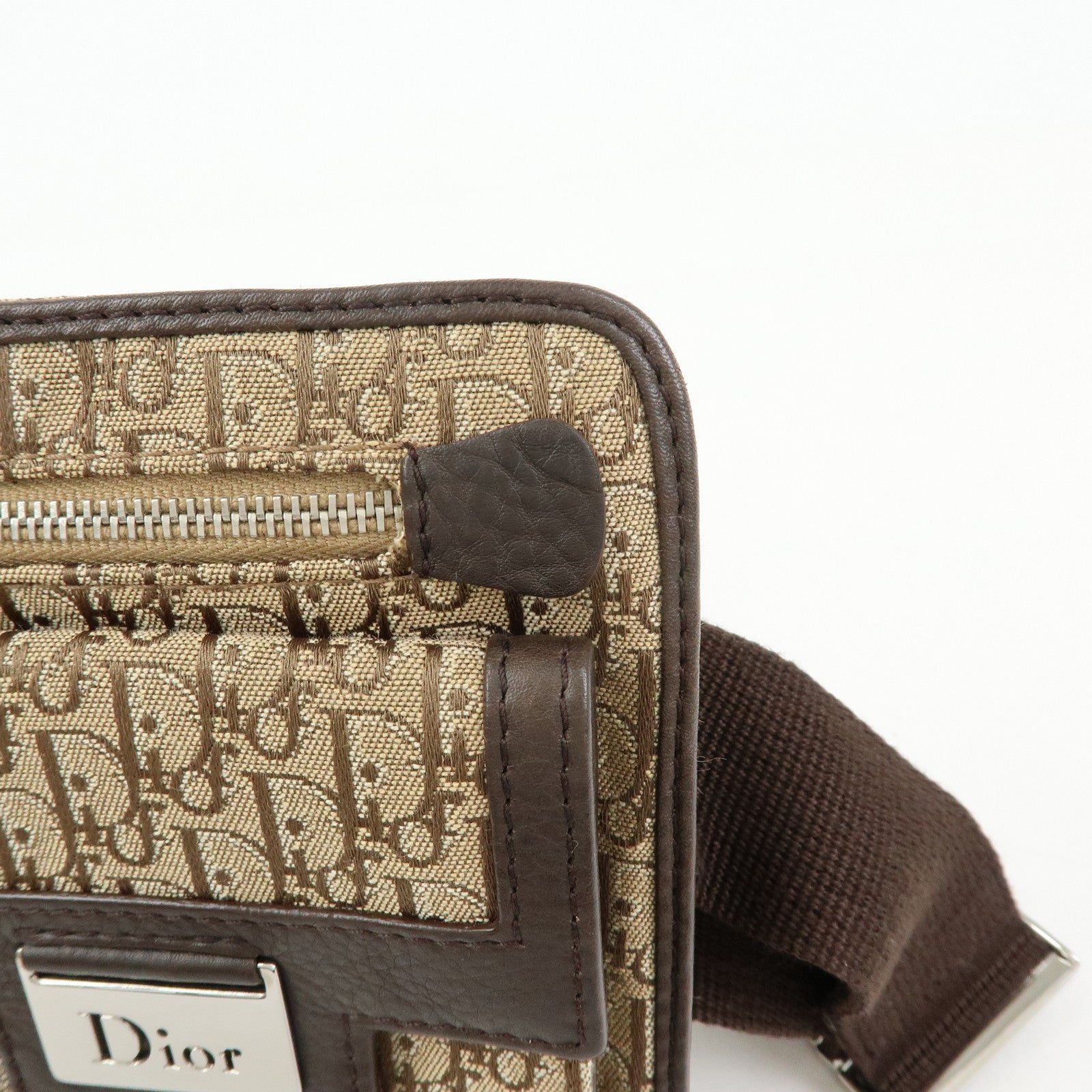 Christian Dior Trotter Street Chic Canvas Leather Waist Bag Brown