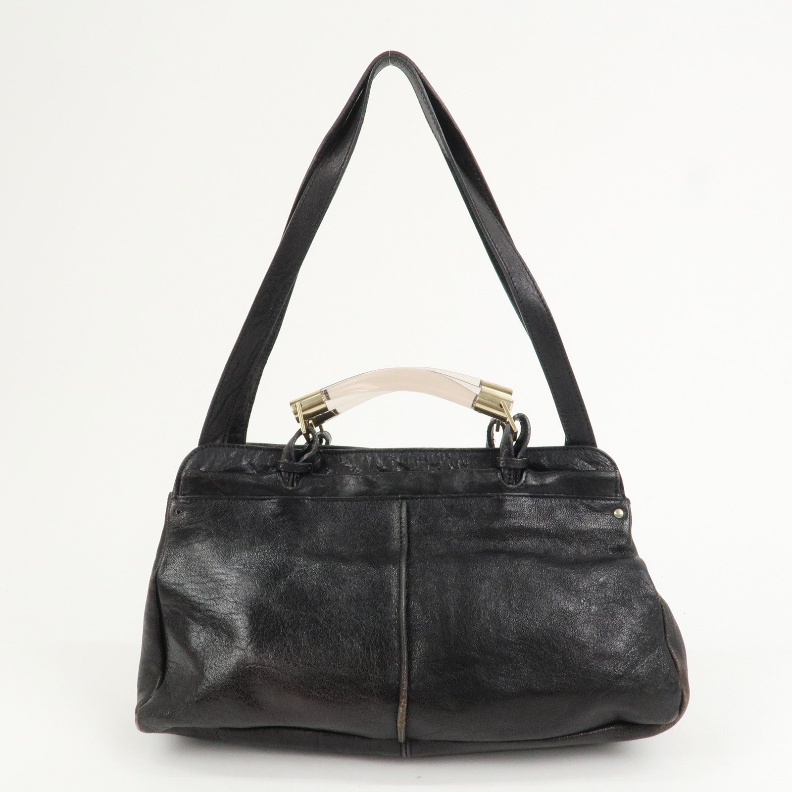 Chloe Leather Saskia 2Way Bag Hand Bag Shoulder Bag Black