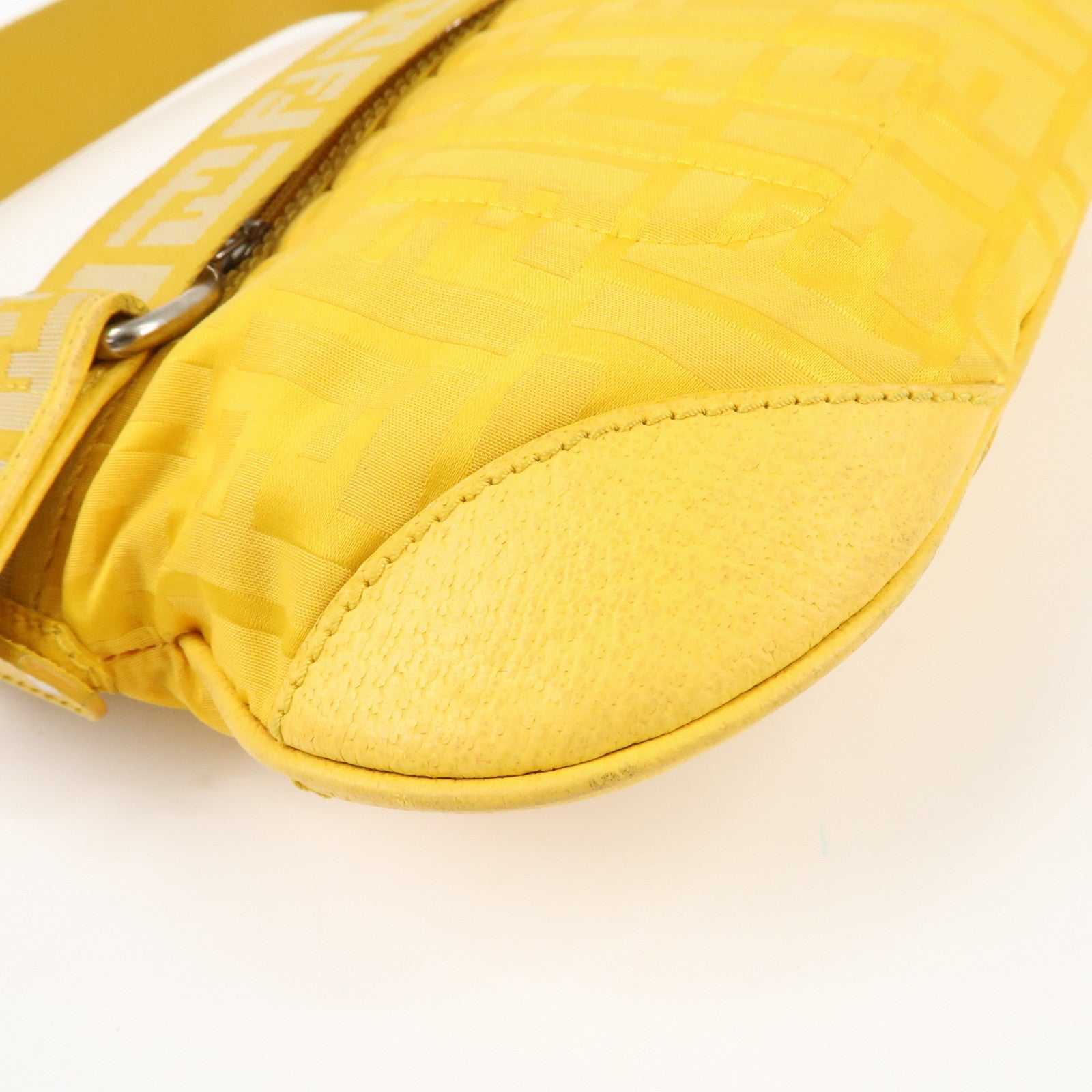 FENDI Nylon Leather Shoulder Bag Hand Bag Yellow 8BR500 Used