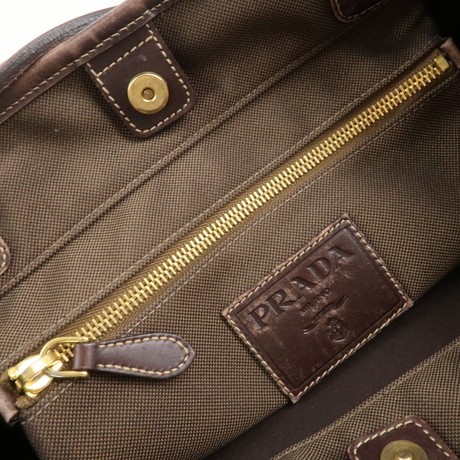 PRADA Jacauard Canvas Leather Tote Bag Shoulder Bag Brown BR3579