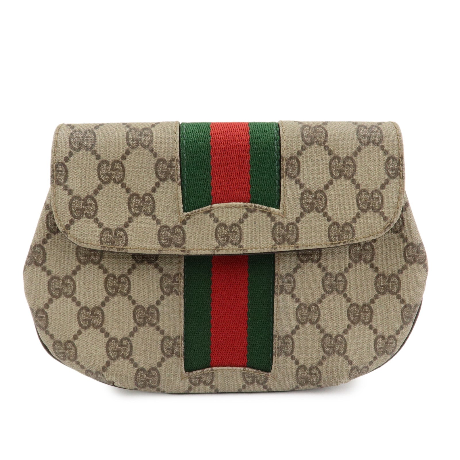 GUCCI Old Gucci GG Supreme Cosmetic Pouch Clutch Bag Beige