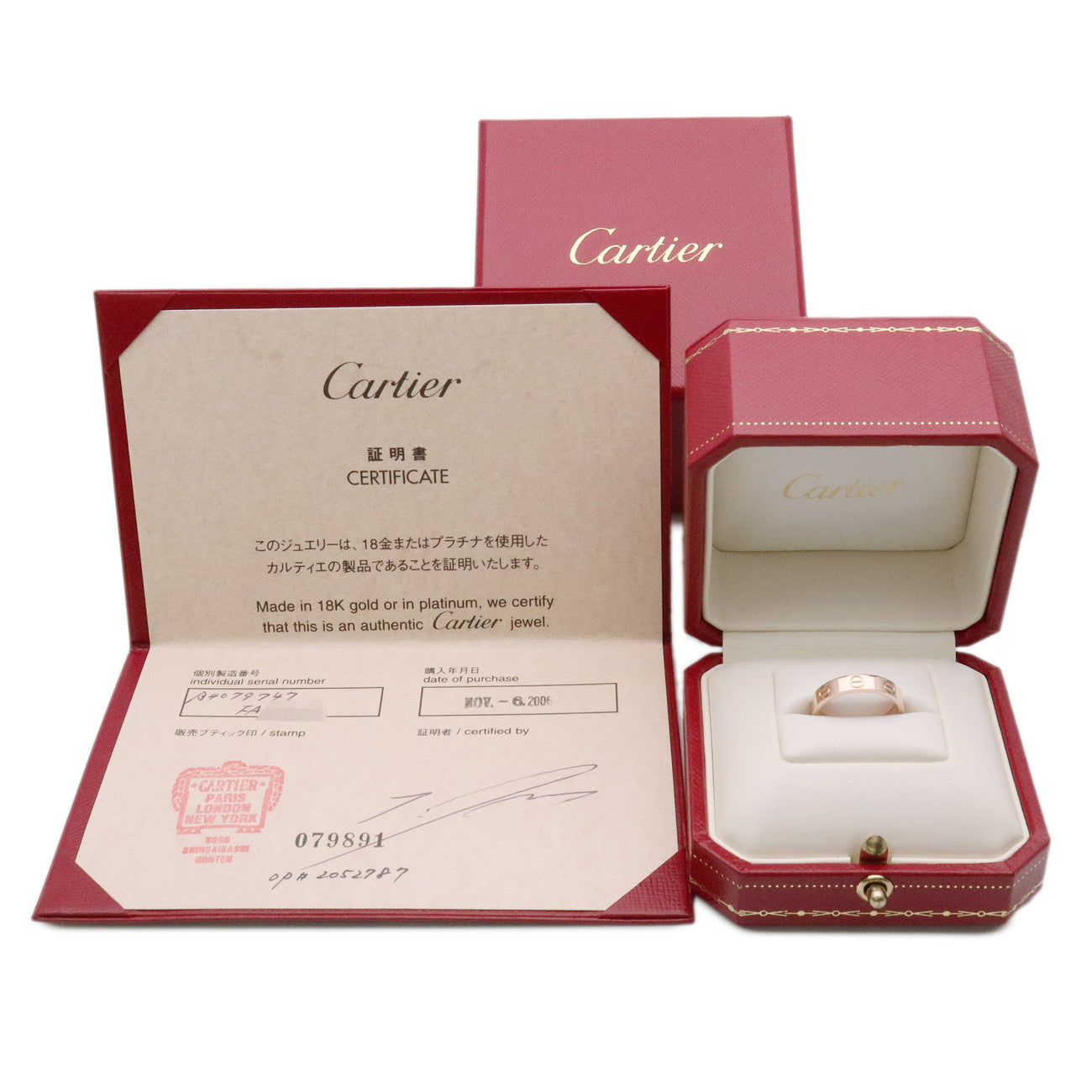 Cartier Mini Love Ring K18 750PG Rose Gold #47 US4.5 EU47 HK9