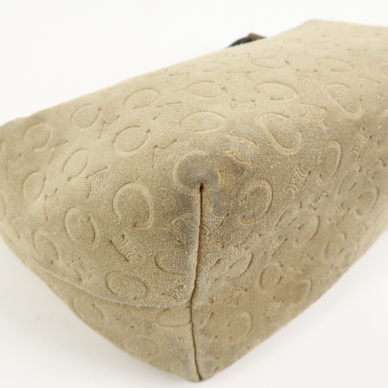 CELINE C Macadam Suede Leather Hand Bag Beige