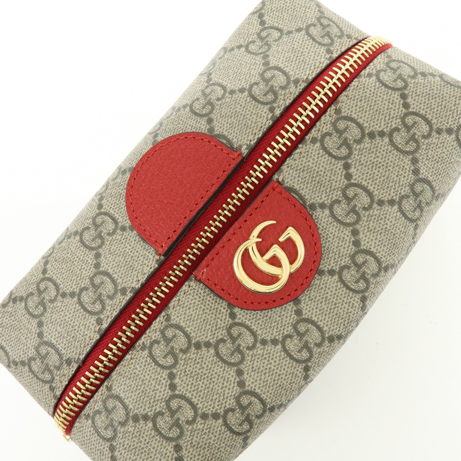 GUCCI GG Marmont GG Supreme Cosmetic Pouch Brown Red 548393