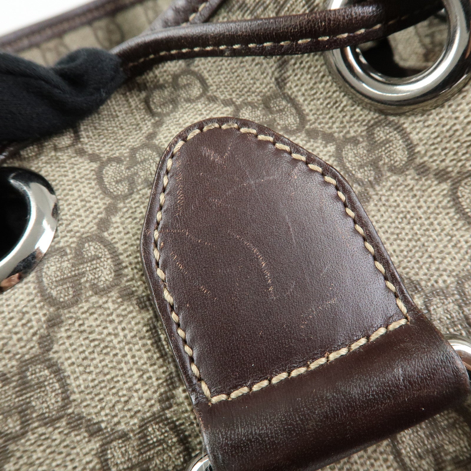 GUCCI GG Supreme Leather Backpack Rucksuck Beige Brown 189745