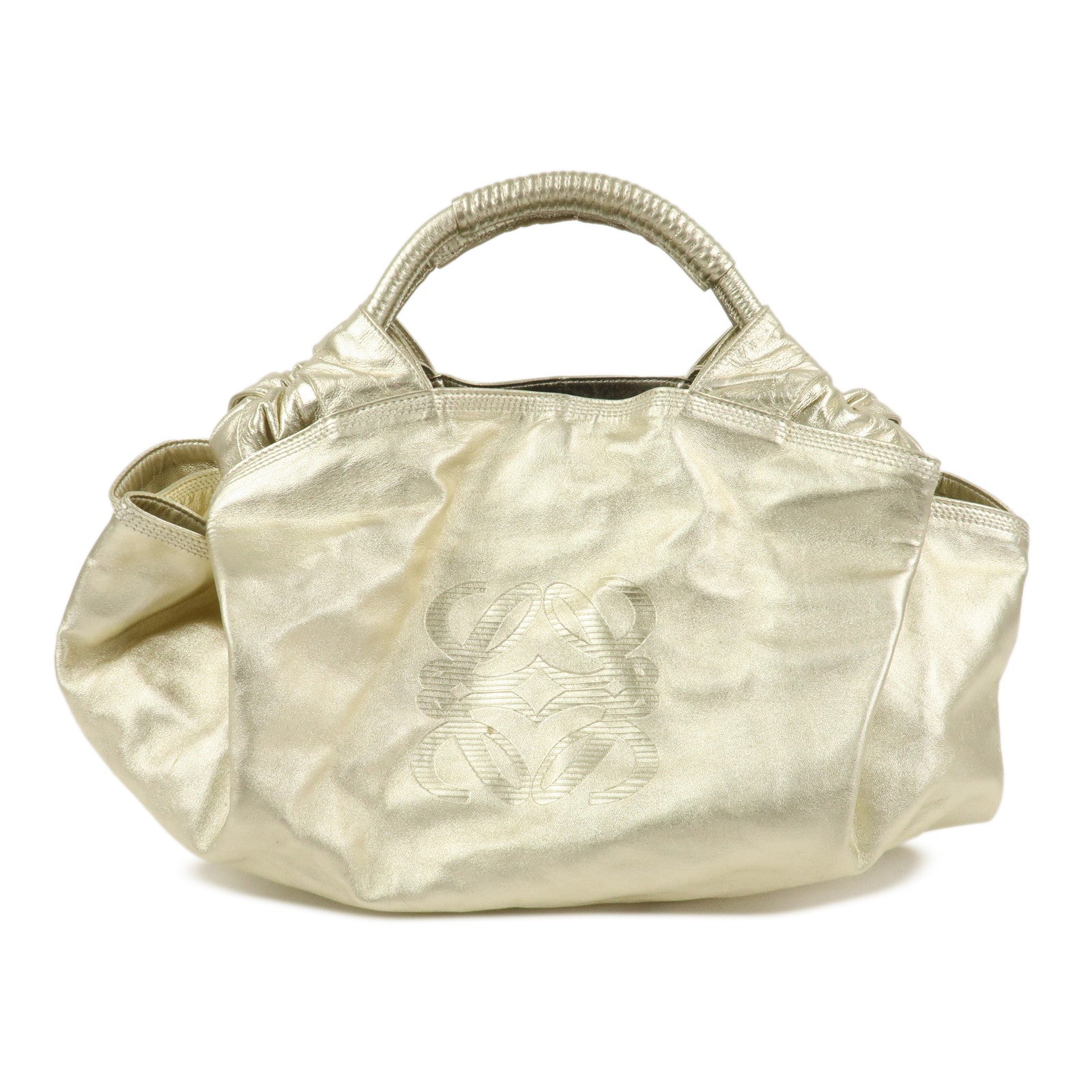 LOEWE Anagram Nappa Aire Leather Hand Bag Shoulder Bag Gold