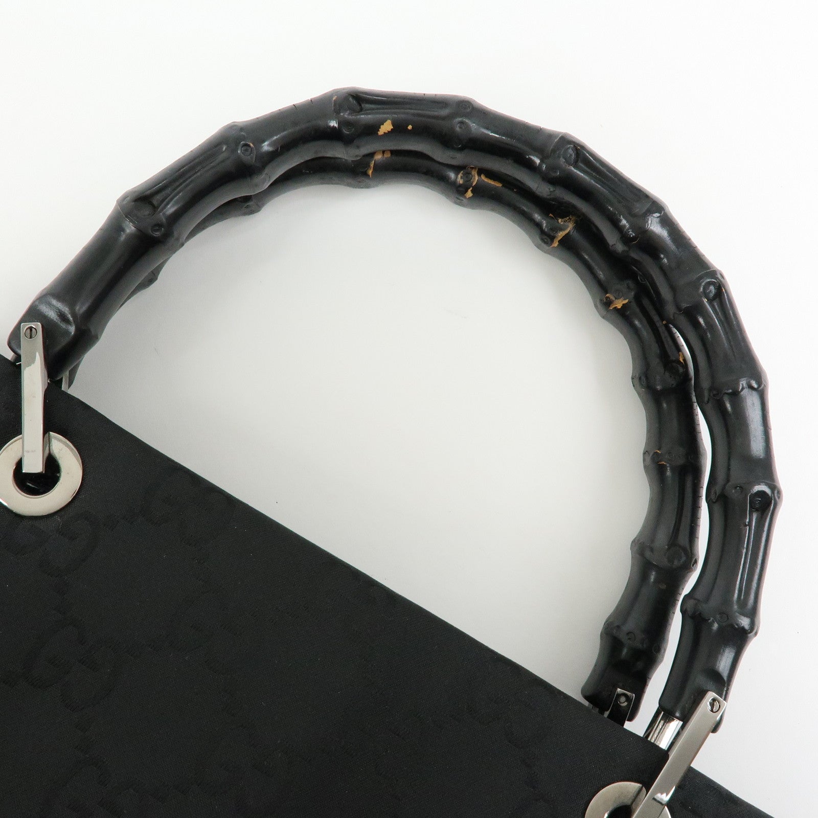 GUCCI Bamboo GG Nylon 2Way Tote Bag Black 002.1016