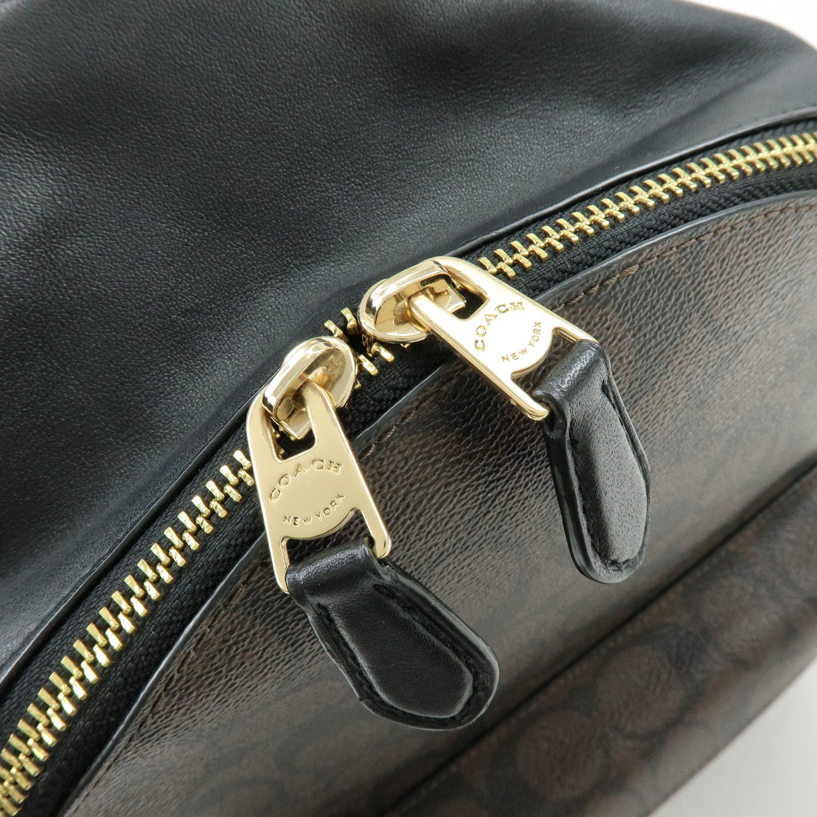 COACH Charlie PVC Canvas Leather Backpack Rucksack Dark Brown