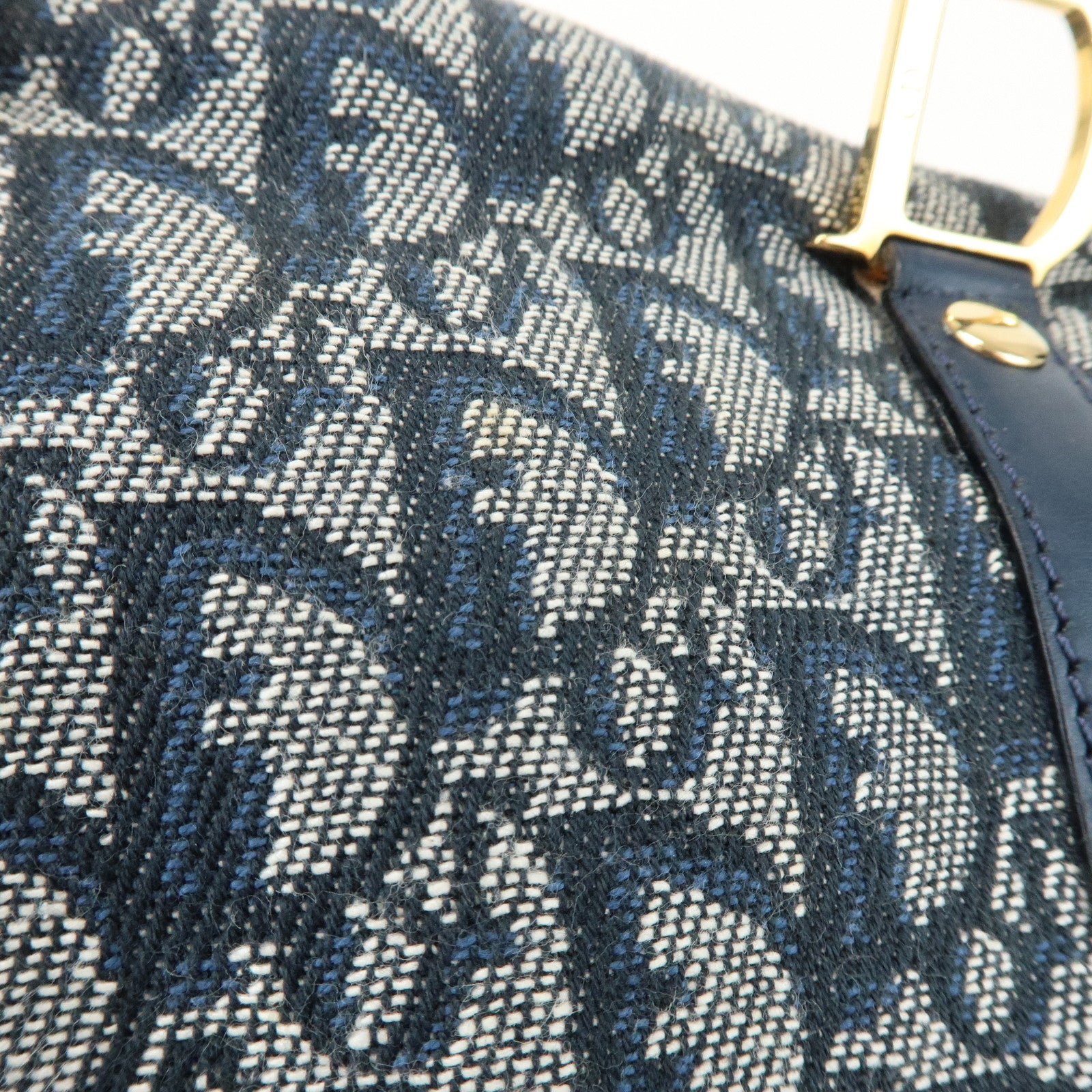 Christian Dior Trotter Canvas Leather Mini Boston Bag Hand Bag Navy