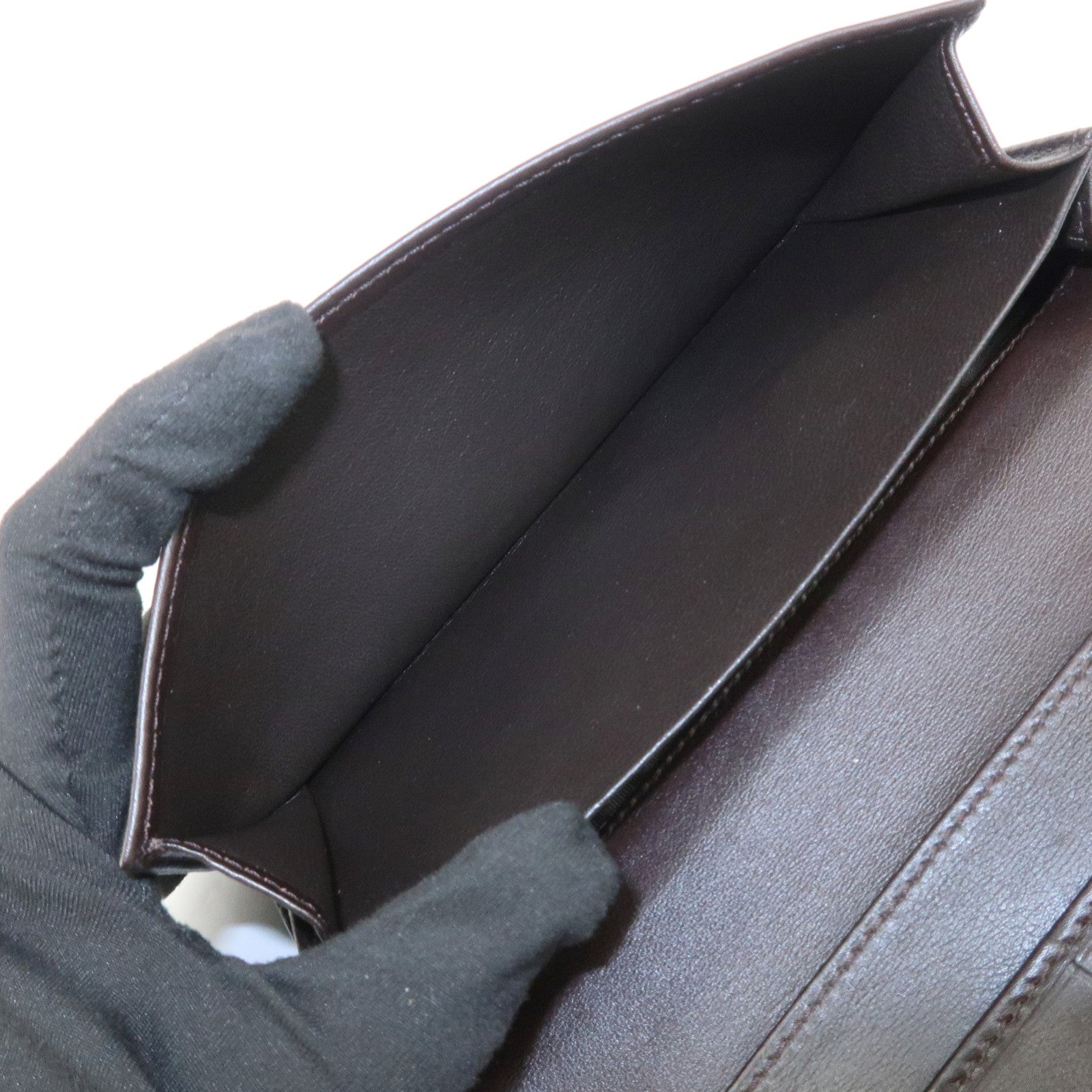 GUCCI Interlocking G GG Canvas Double Flap Long Wallet Brown 282426