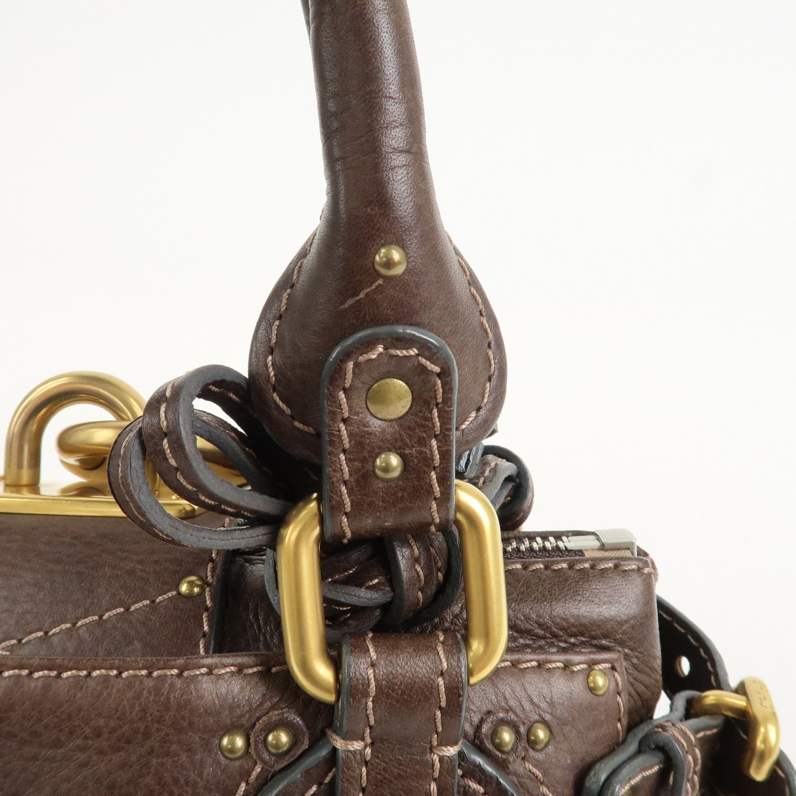 Chloe Paddington MINI Leather Hand Bag Shoulder Bag Brown