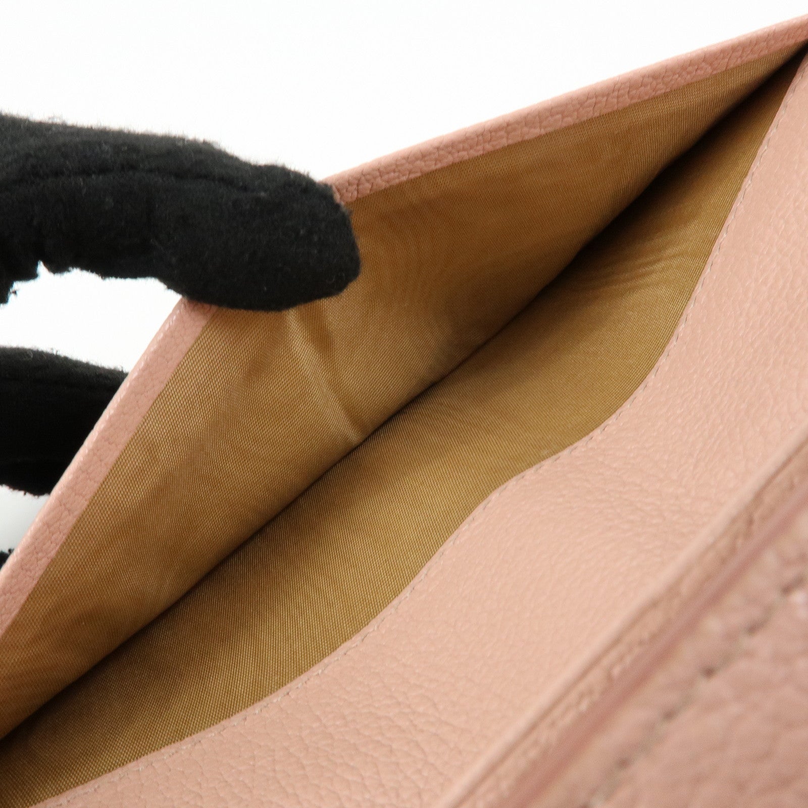 MIU MIU Madras Leather Ribbon Bi-fold Long Wallet Pink 5MH109