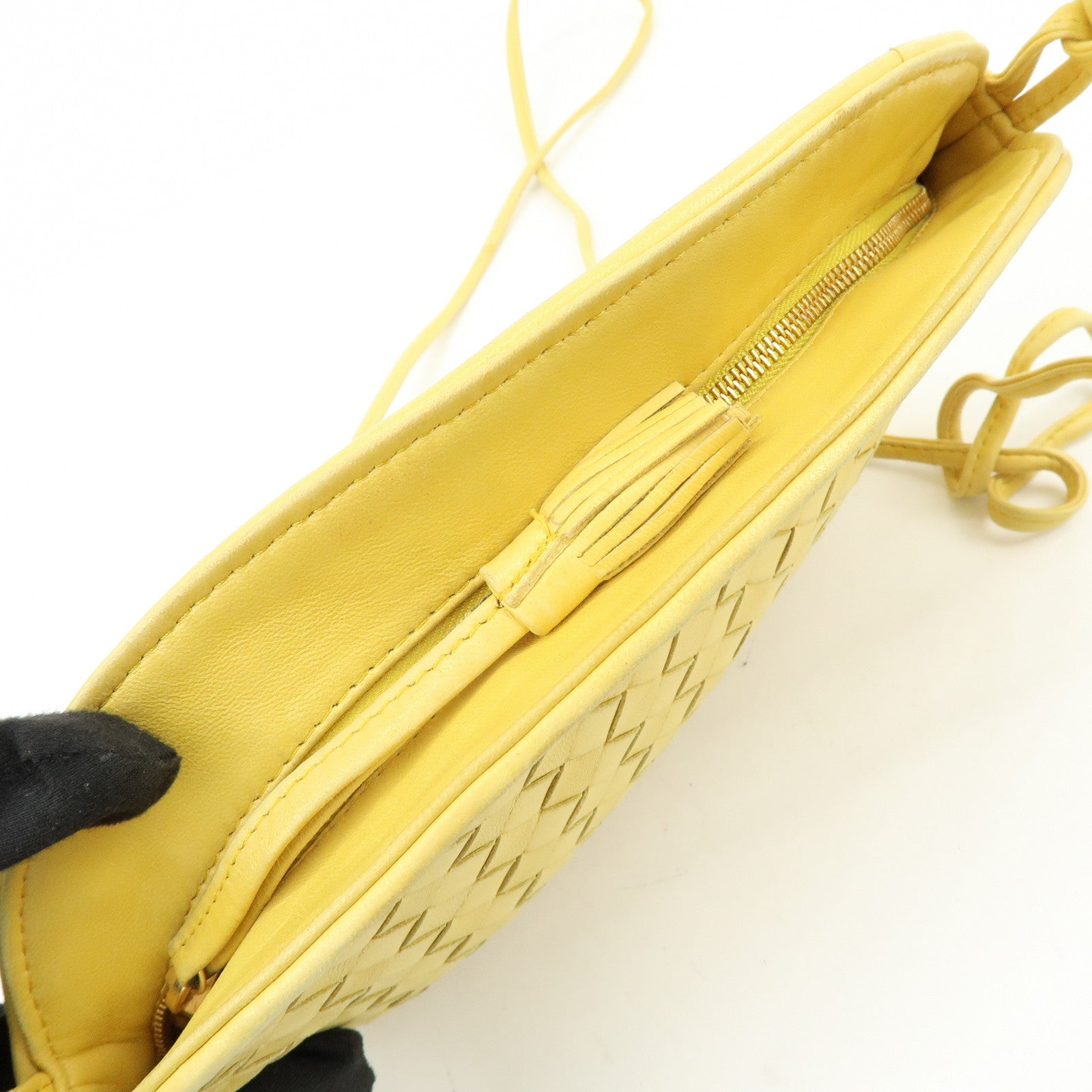 BOTTEGA VENETA Intrecciato Leather Shoulder Crossbody Bag Yellow