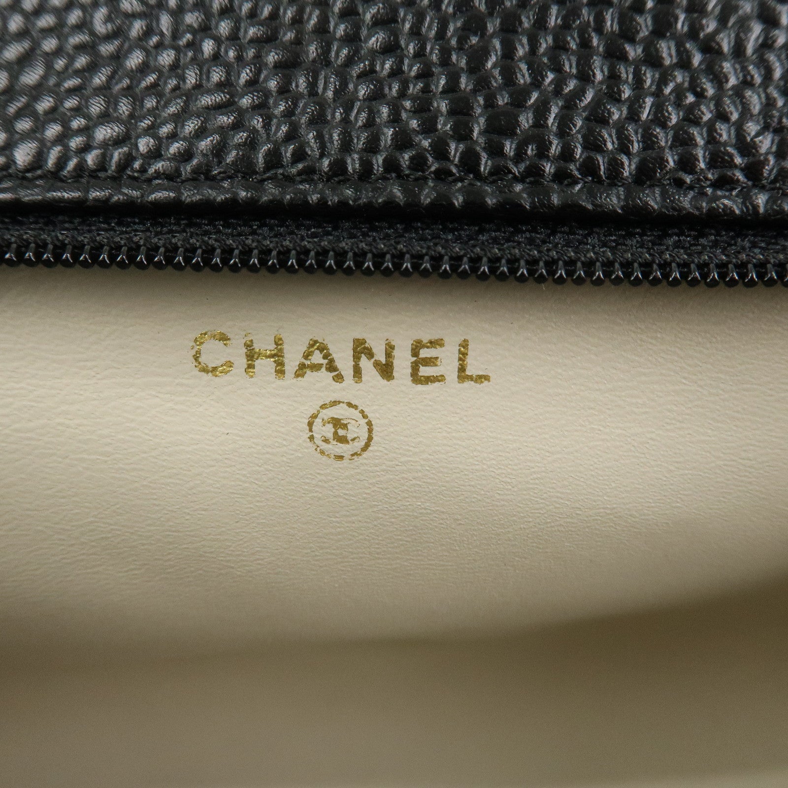 CHANEL COCO Mark Caviarskin Cosmetic Pouch Black