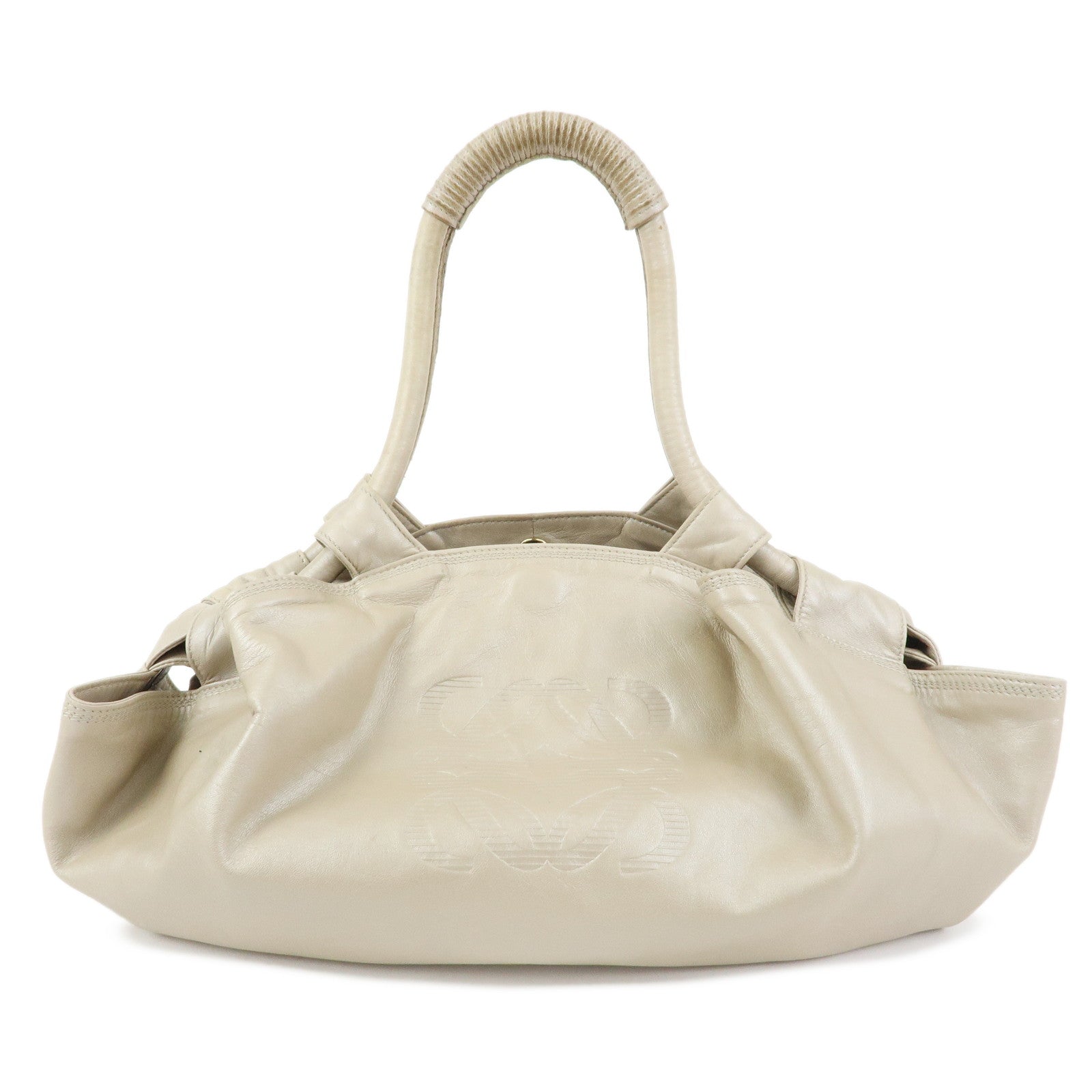 LOEWE Anagram Nappa Aire Leather Hand Bag Shoulder Bag Beige