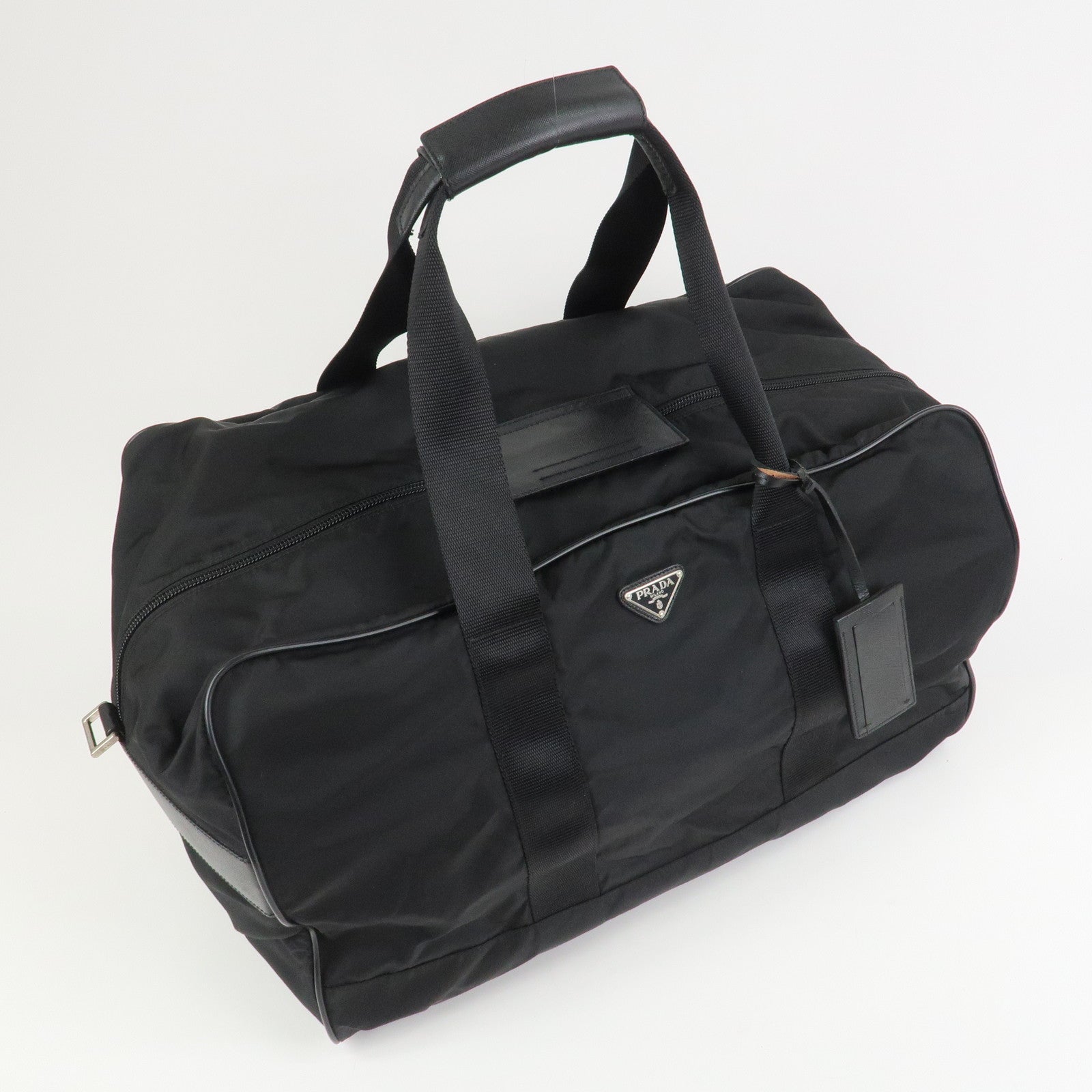 PRADA Nylon Saffiano Leather 2WAY Bag Boston Bag Black VS001S