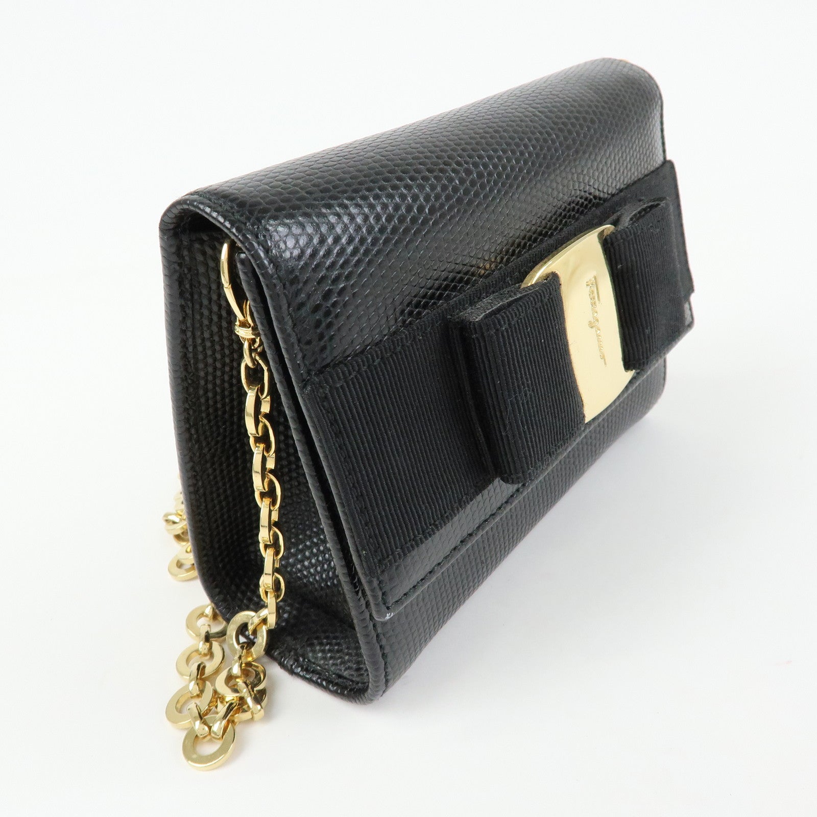 Ferragamo Vara Ribbon Embossed Leather 3Way Bag Chain Shoulder Bag