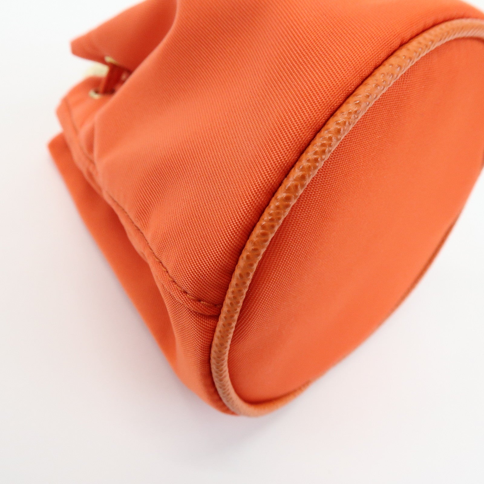 PRADA Triangle Logo Nylon Drawstring Wrist Bag Orange 1TT202