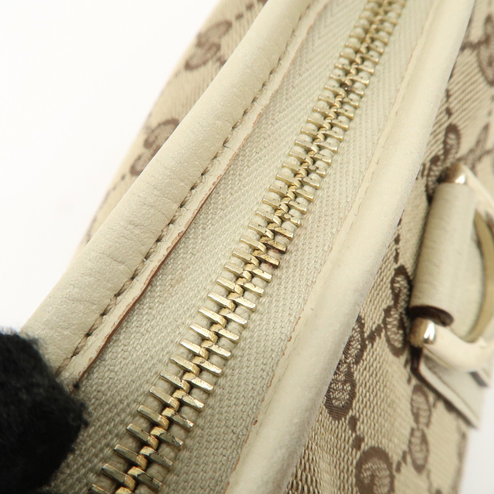 GUCCI Abbey GG Canvas Leather Shoulder Bag Beige Ivory Gold HDW 130939 Used