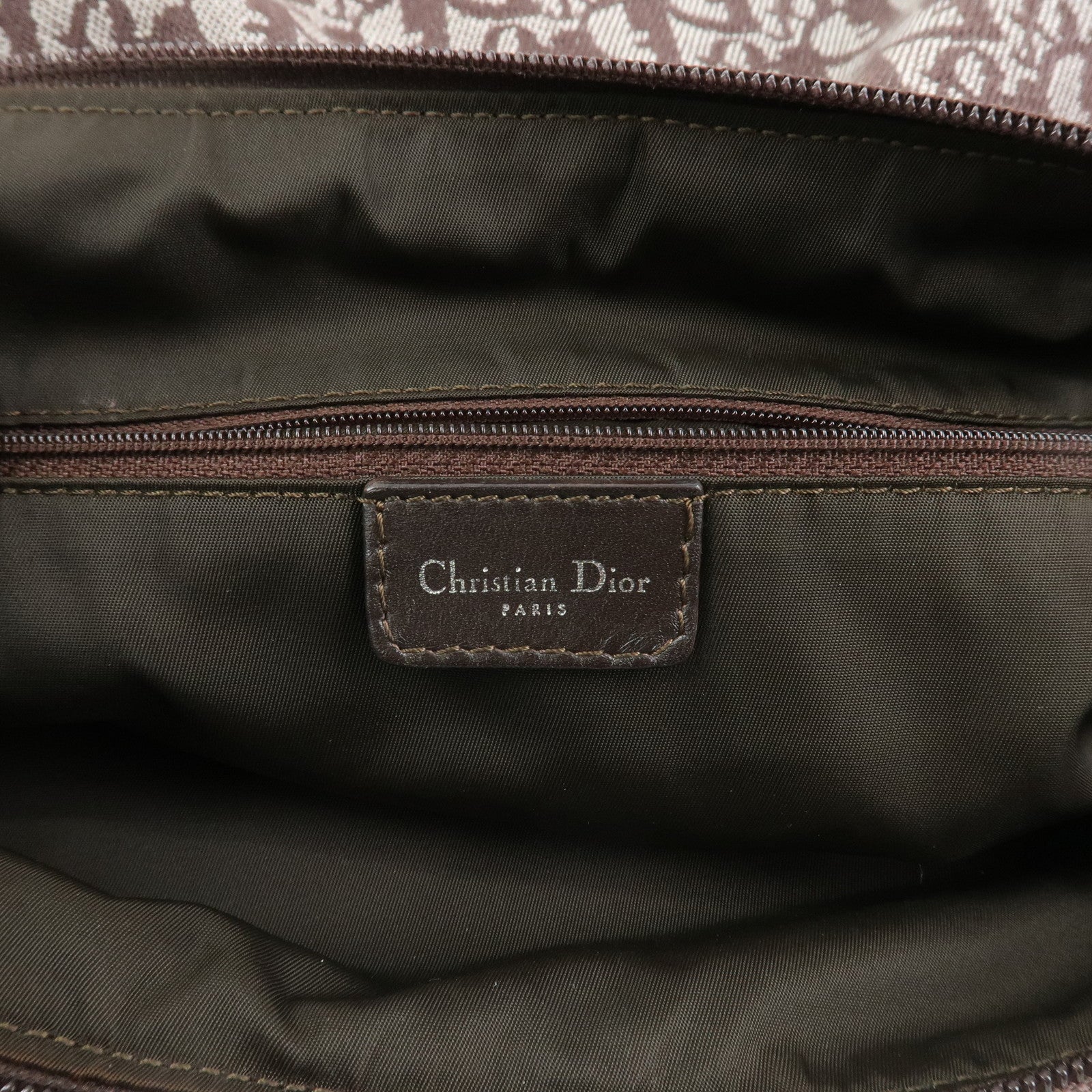 Christian Dior Trotter Jacguard Canvas Shoulder Crossbody Bag Brown