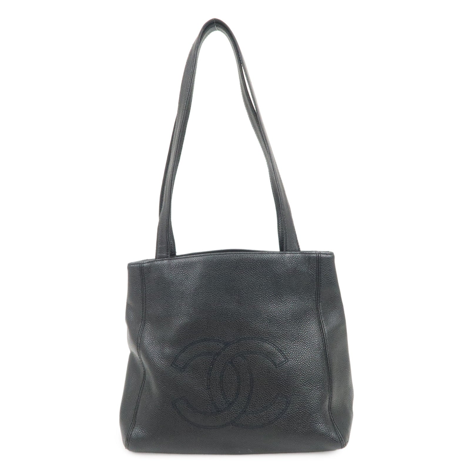 CHANEL COCO Mark Caviarskin Shoulder Bag Tote Bag Hand Bag Black