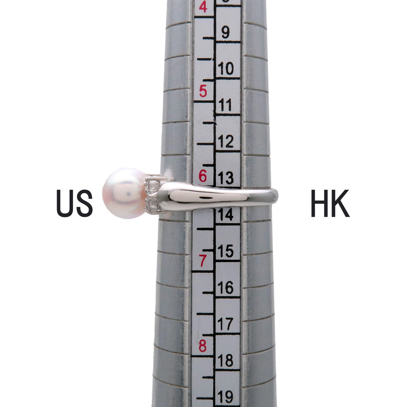 TASAKI Pearl 6P Diamond Platinum Ring PT900 0.06ct US6.5 EU52