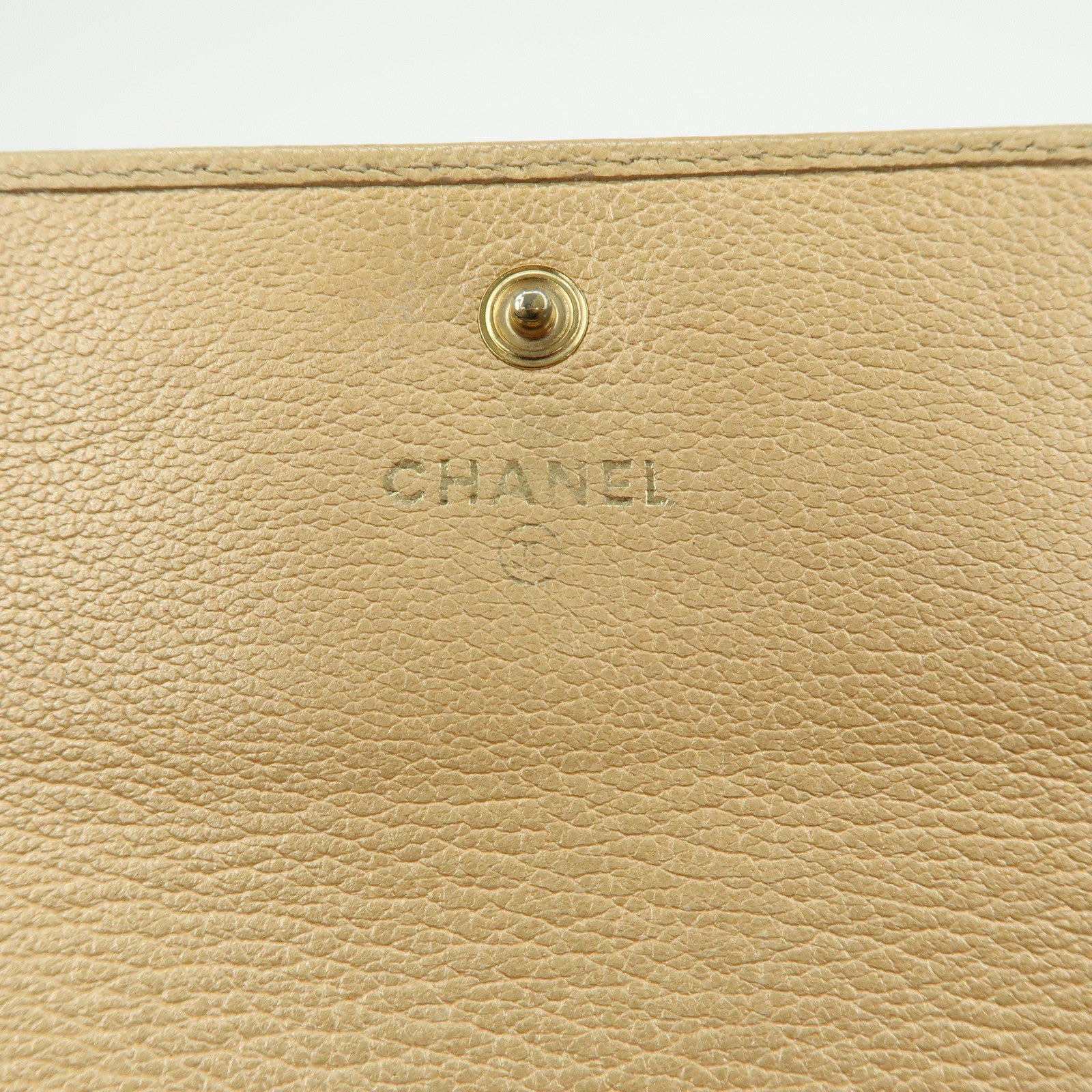 Chanel Camellia Calf Leather Long Flap Wallet Beige