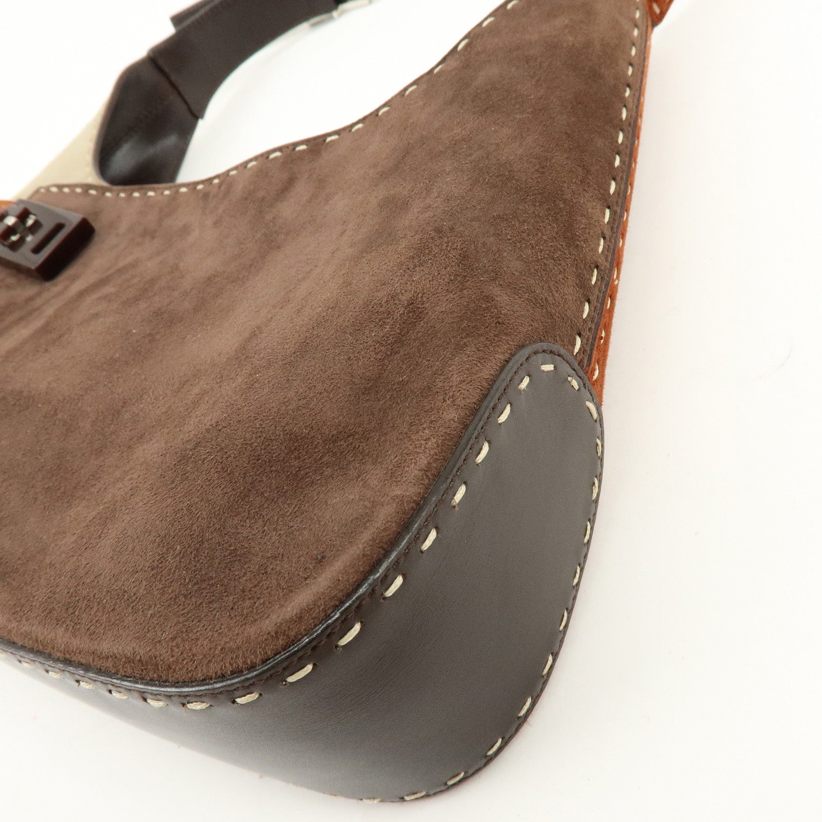 Ferragamo Gancini Suede Shoulder Bag Hand Bag Brown