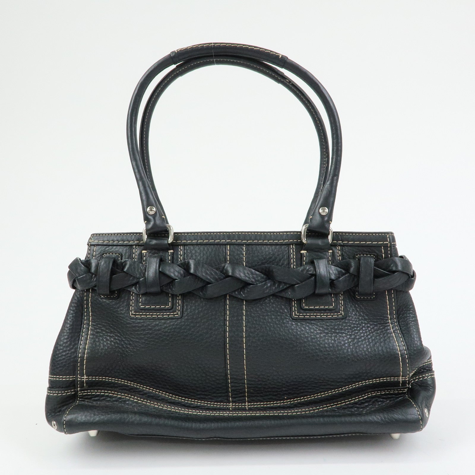 COACH Signature Set of 2 Canvas Leather Shoulder Bag Hand Bag Black