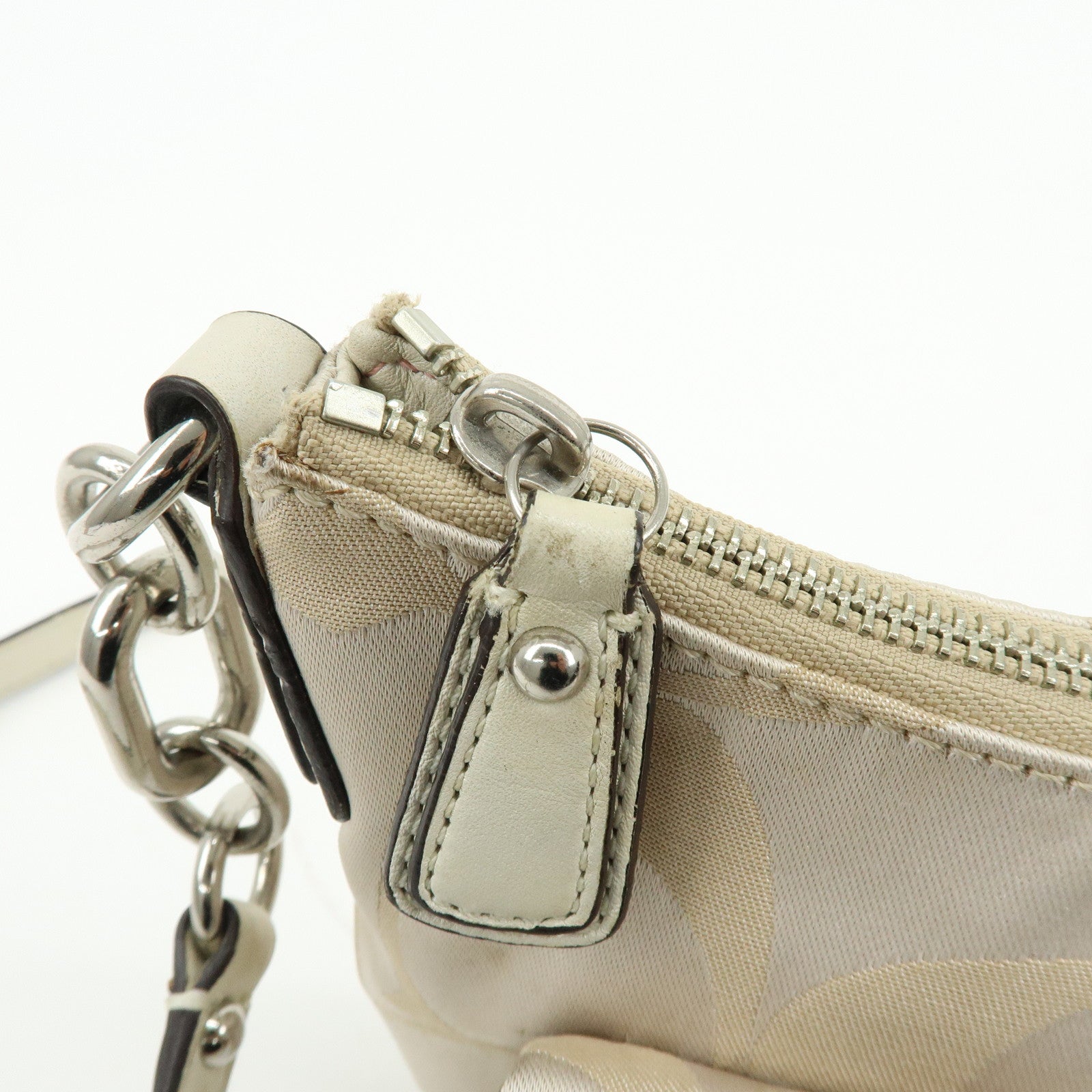COACH Set of 2 Signature Satin Canvas Shoulder Bag Hand Bag Beige