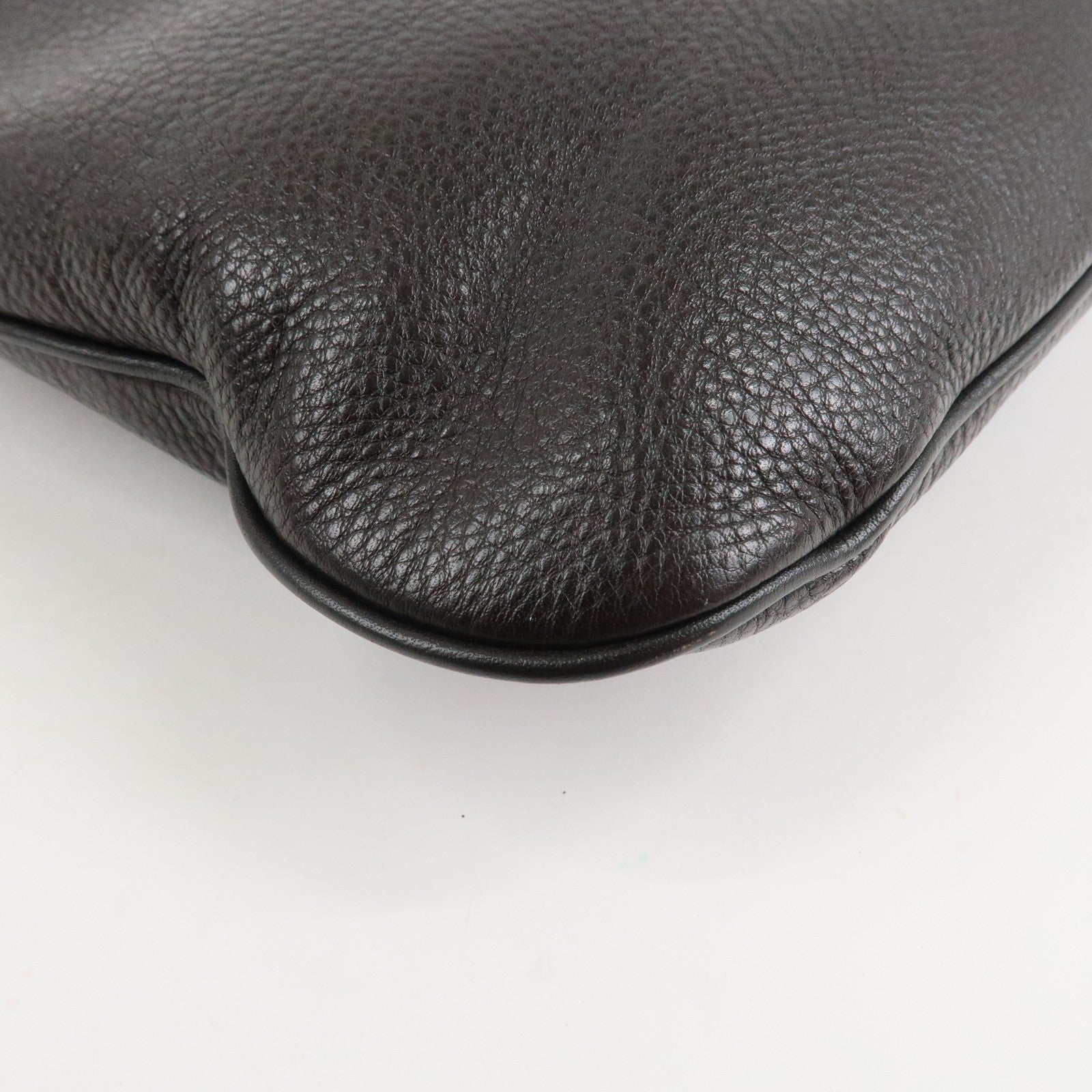 LOEWE Anagram Leather Shoulder Bag Dark Brown Used