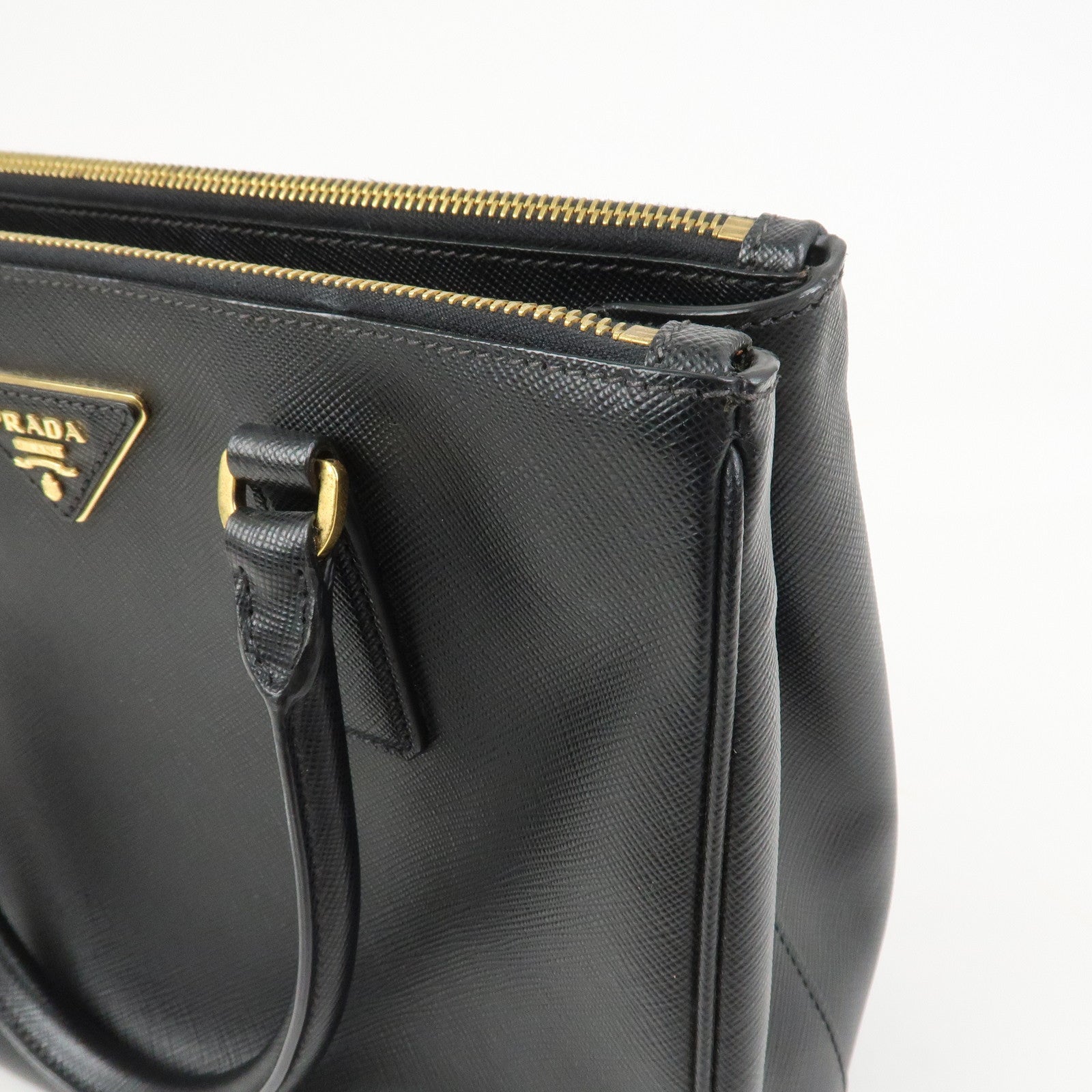 PRADA Triangle Logo Saffiano Leather 2Way Shoulder Bag Black BN2863