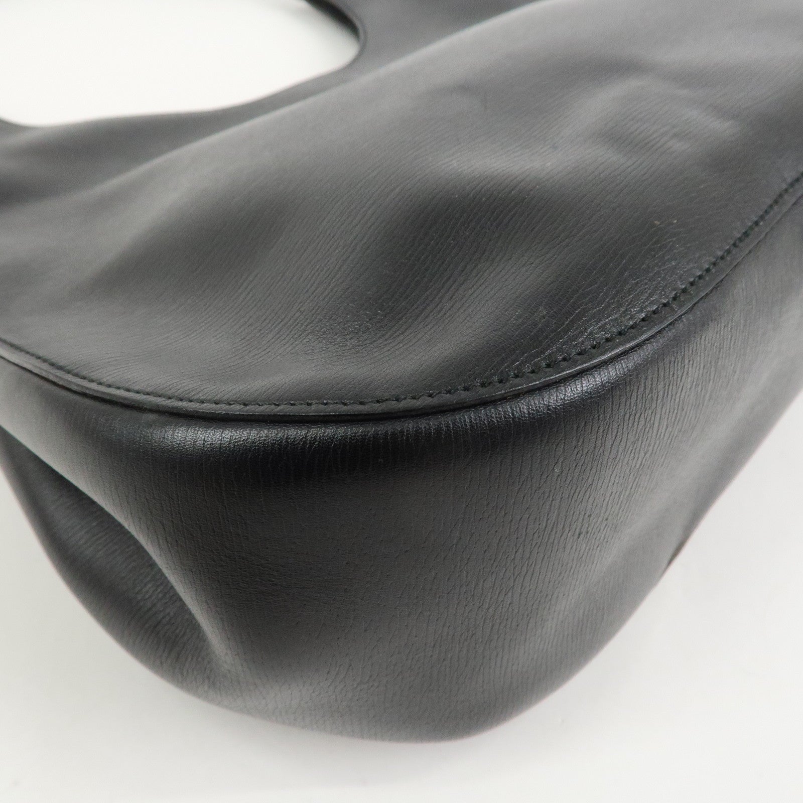 GUCCI Bamboo Leather Shoulder Bag Hand Bag Black 001.3760