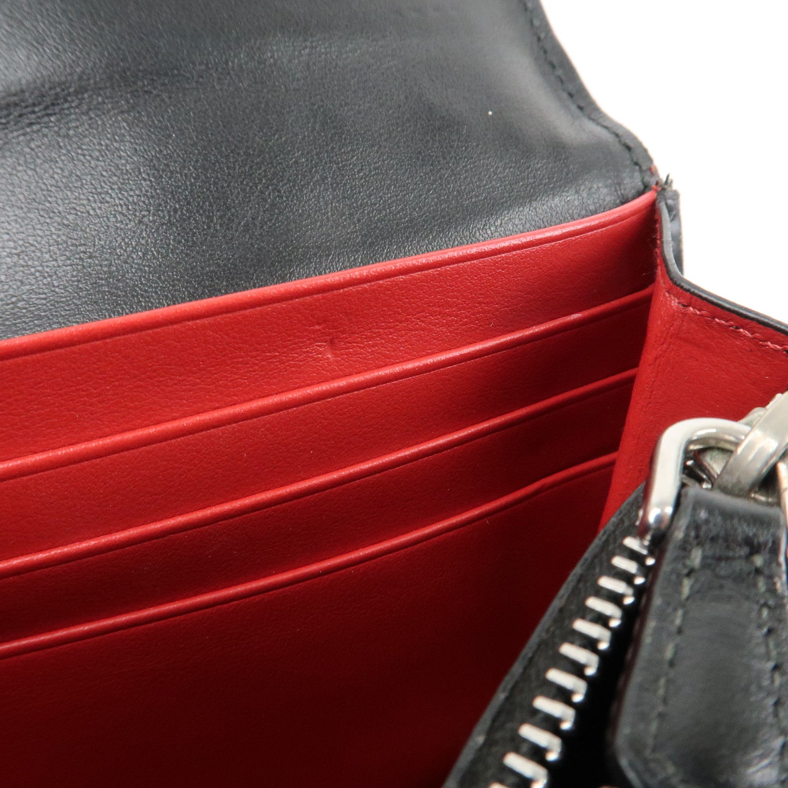 PRADA Leather Bi-Fold Long Wallet Black Silver Hardware 1MH037 Used