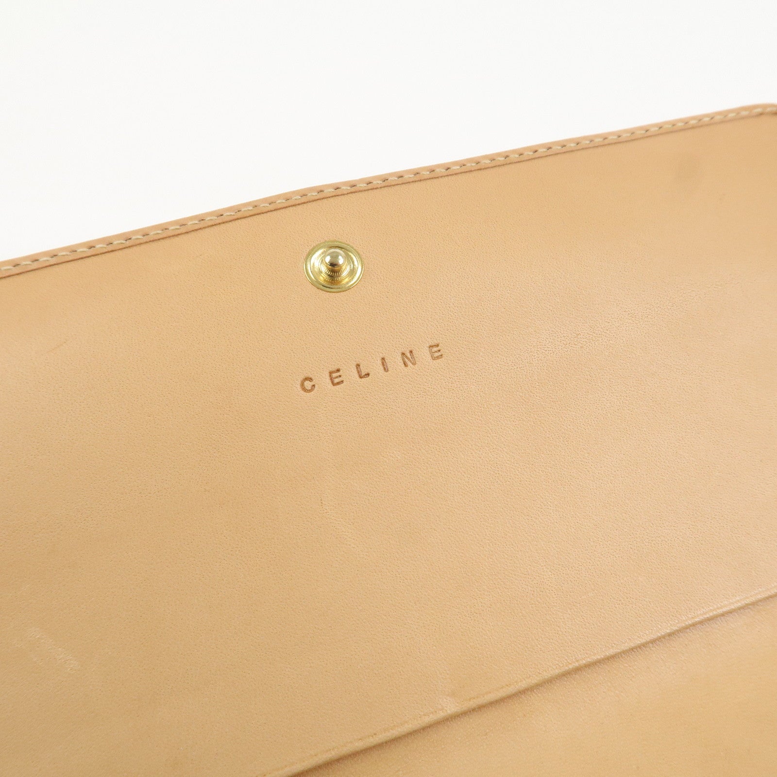 CELINE Macadam PVC Leather Flap Long Wallet Brown Beige