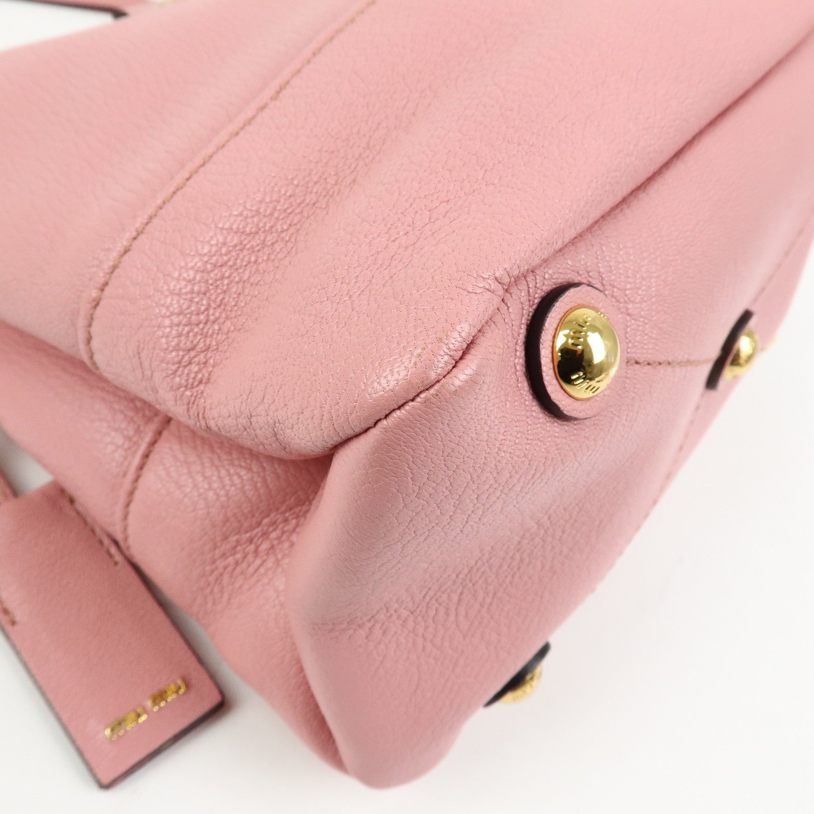 MIU MIU Madras Leather 2Way Bag Hand Bag Shoulder Bag Pink