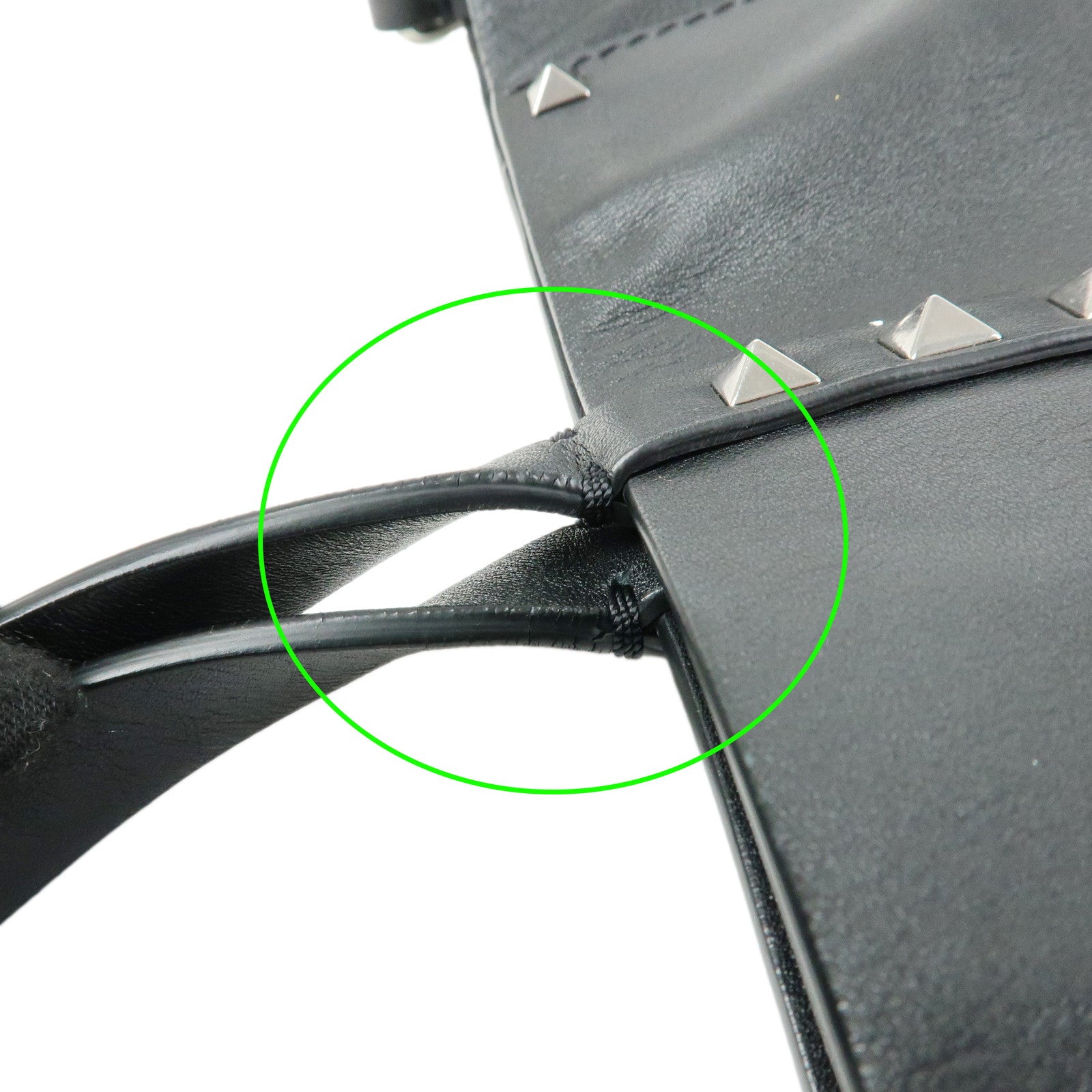 VALENTINO Studs Leather 2Way Bag Shoulder Bag Hand Bag Black