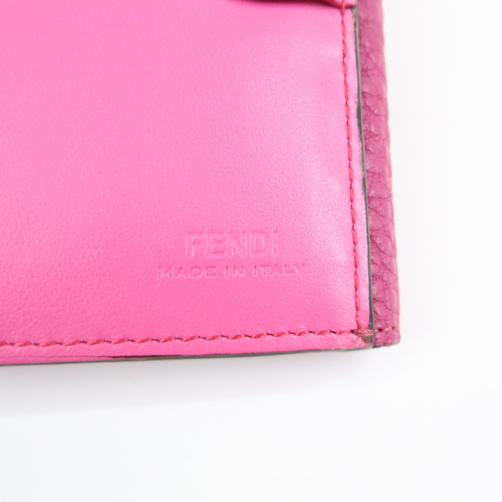 FENDI Peekaboo Leather Bi-fold Compact Wallet Pink 8M0438