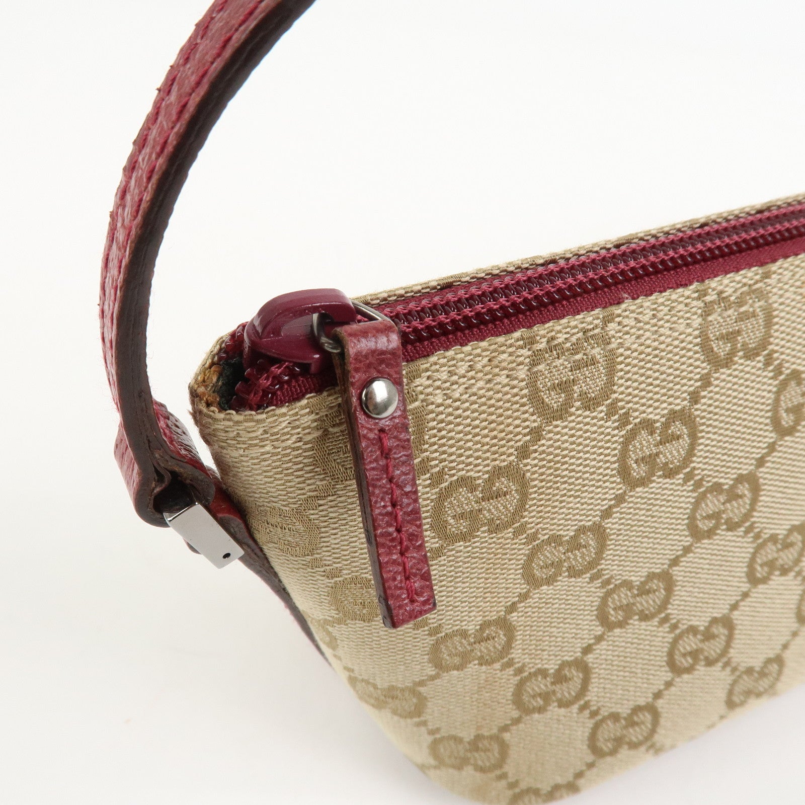 GUCCI Boat Bag GG Canvas Leather Hand Bag Light Brown 07198