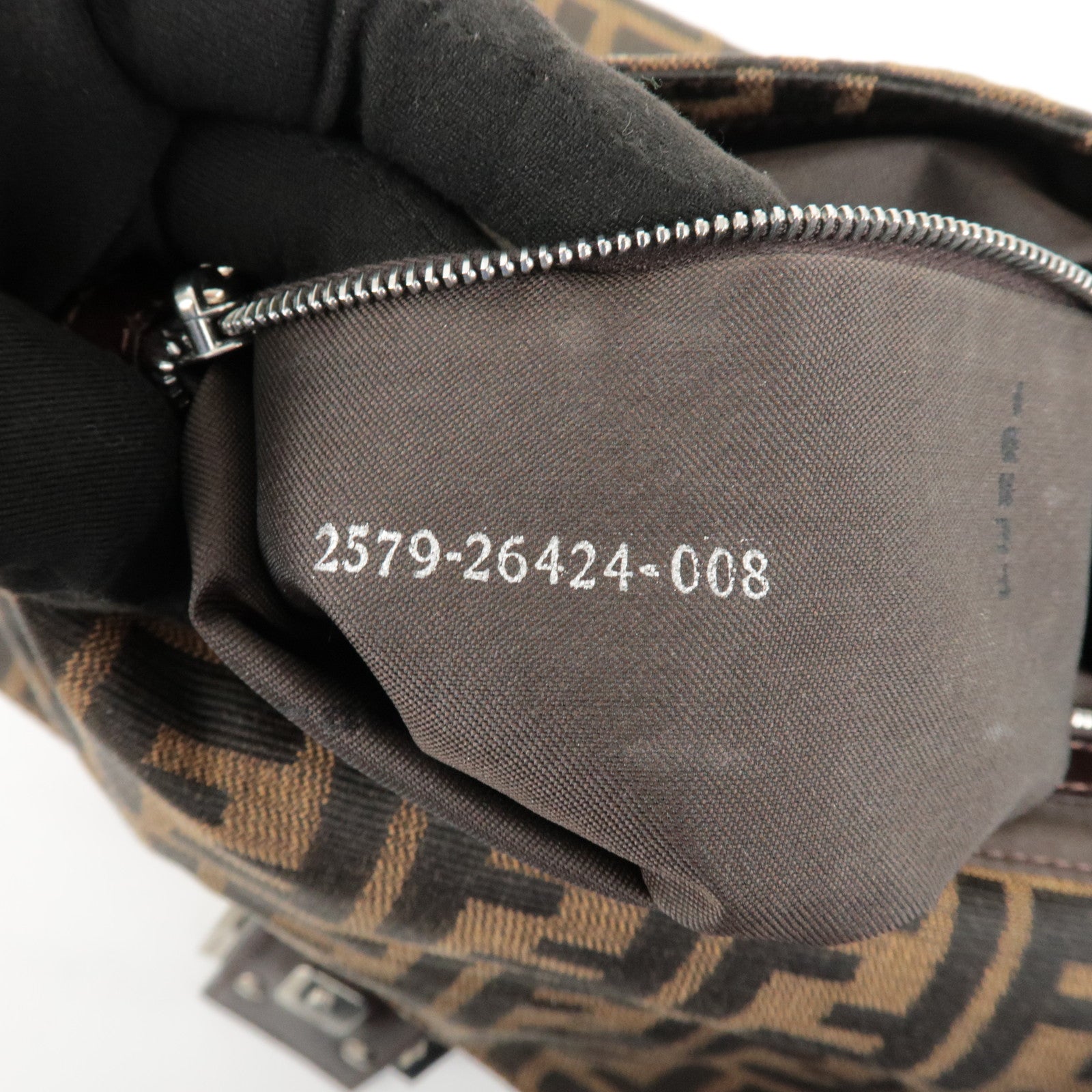 FENDI Mamma Baguette Zucca Canvas Leather Shoulder Bag 26424 Used