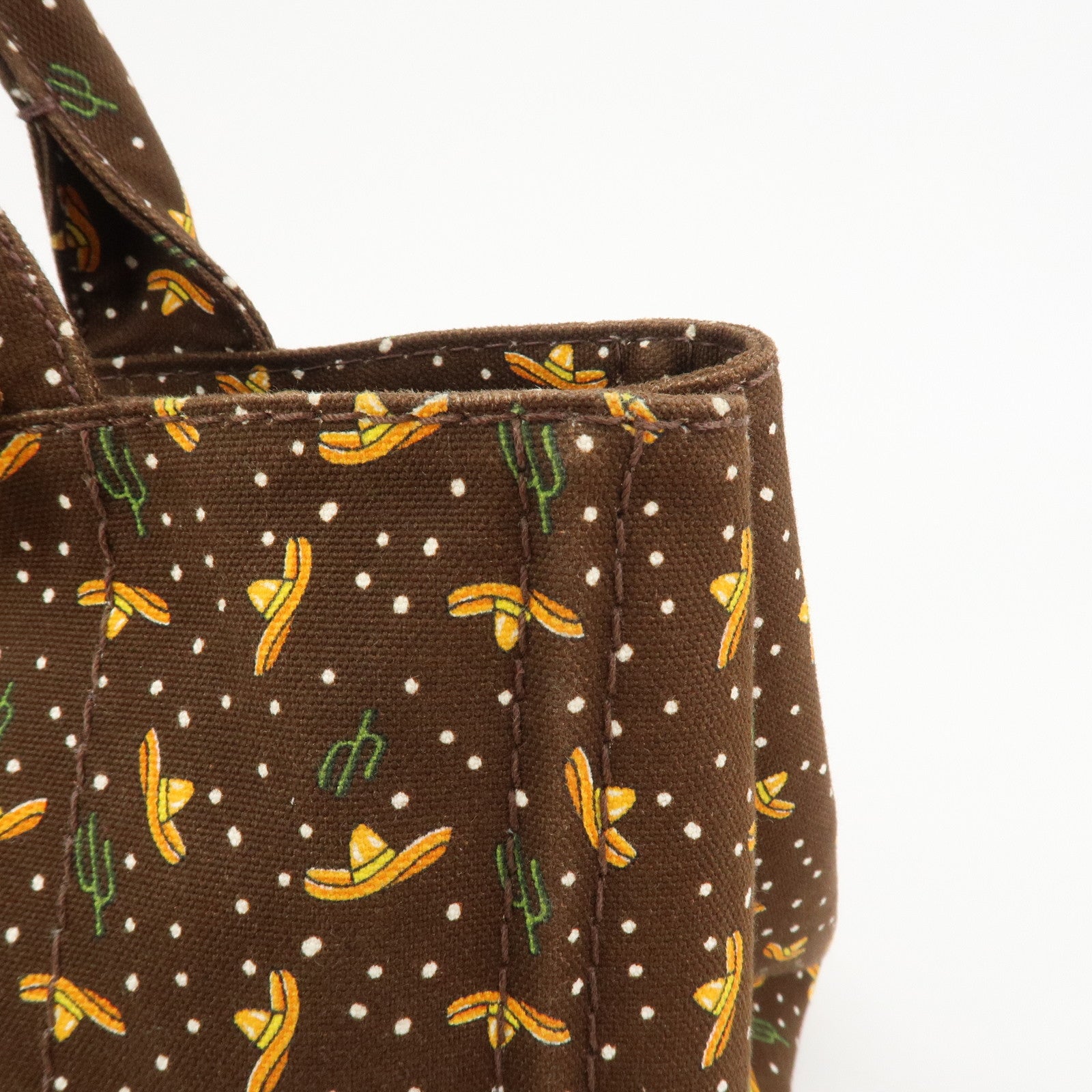 PRADA Canapa Canvas 2Way Bag Hand Bag Shoulder Bag Brown Orange